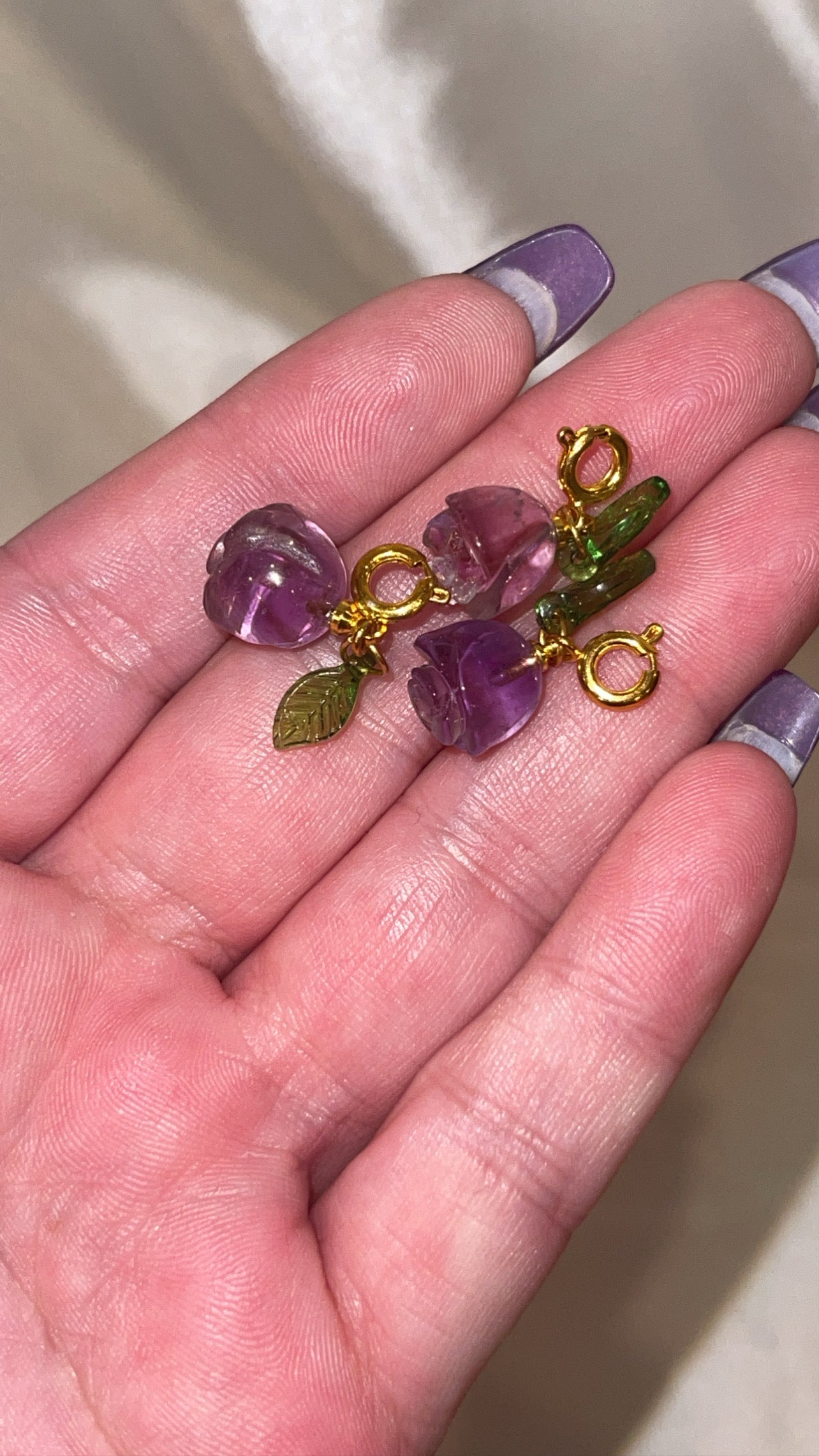 Amethyst Flower Clip On Charm
