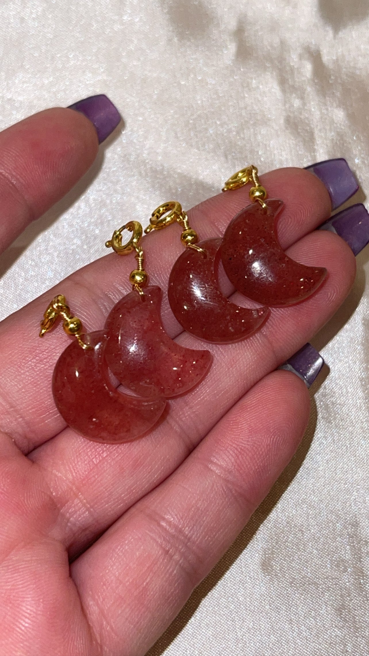 Strawberry Quartz Moon Clip On Charm