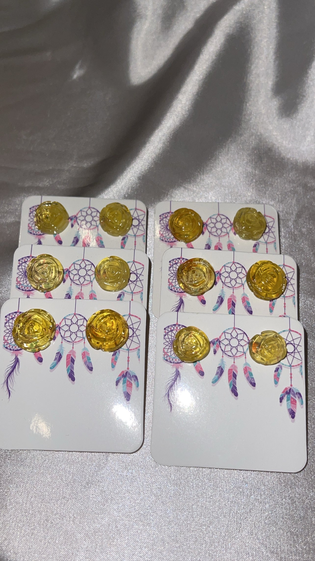 Amber Flower Stud Earrings