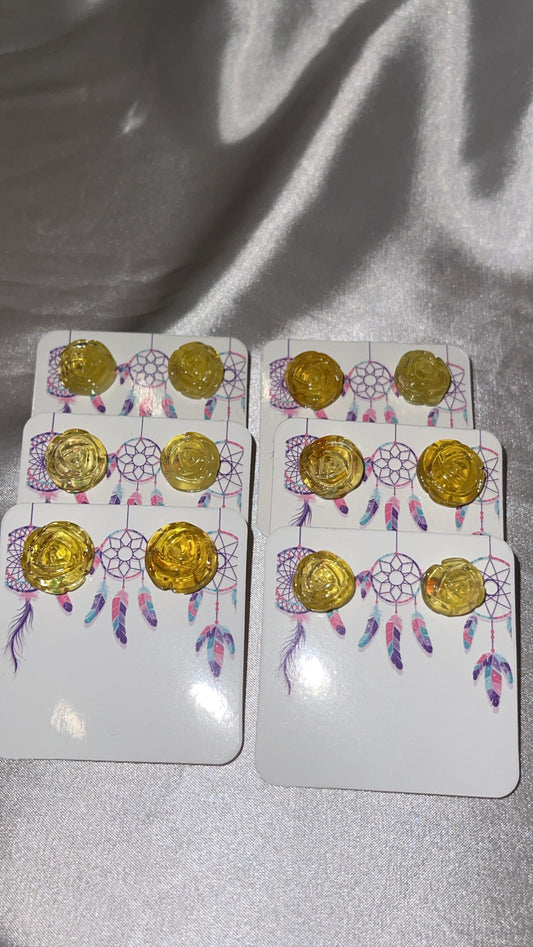 Amber Flower Stud Earrings