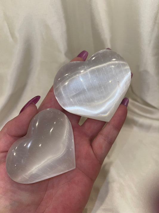 Selenite Puffy Heart