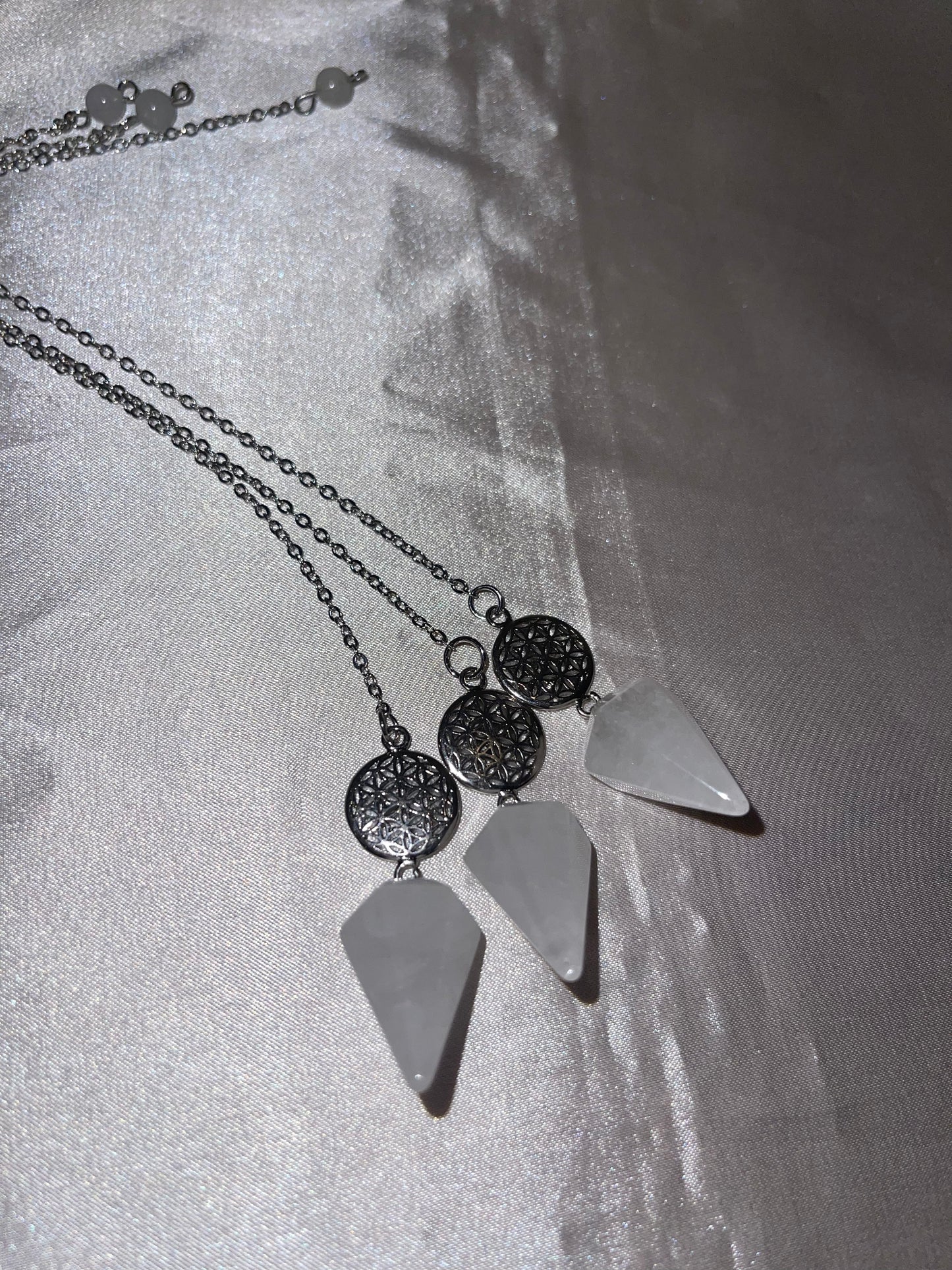 Clear Quartz Flower of Life Pendulum