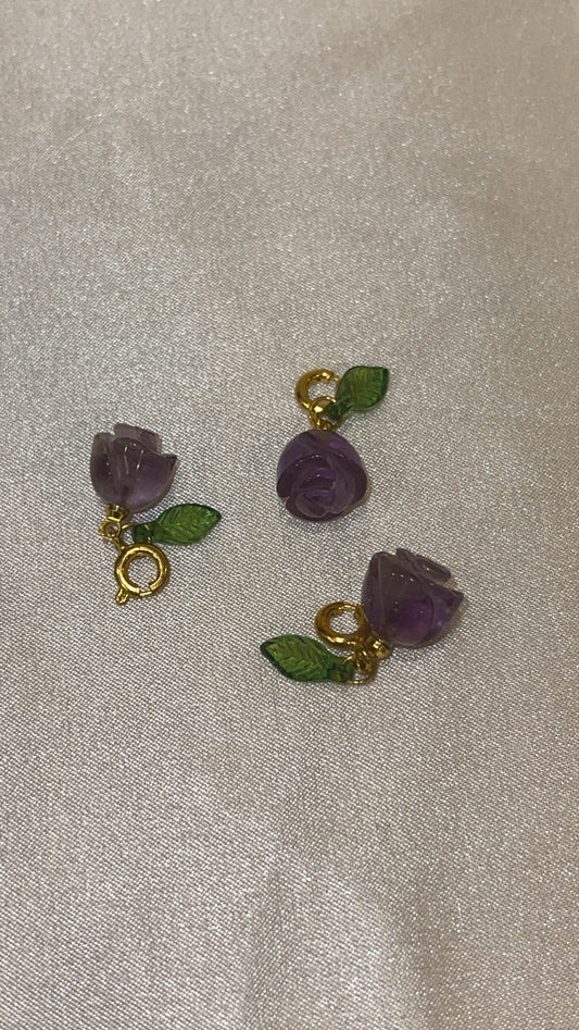 Amethyst Flower Clip On Charm