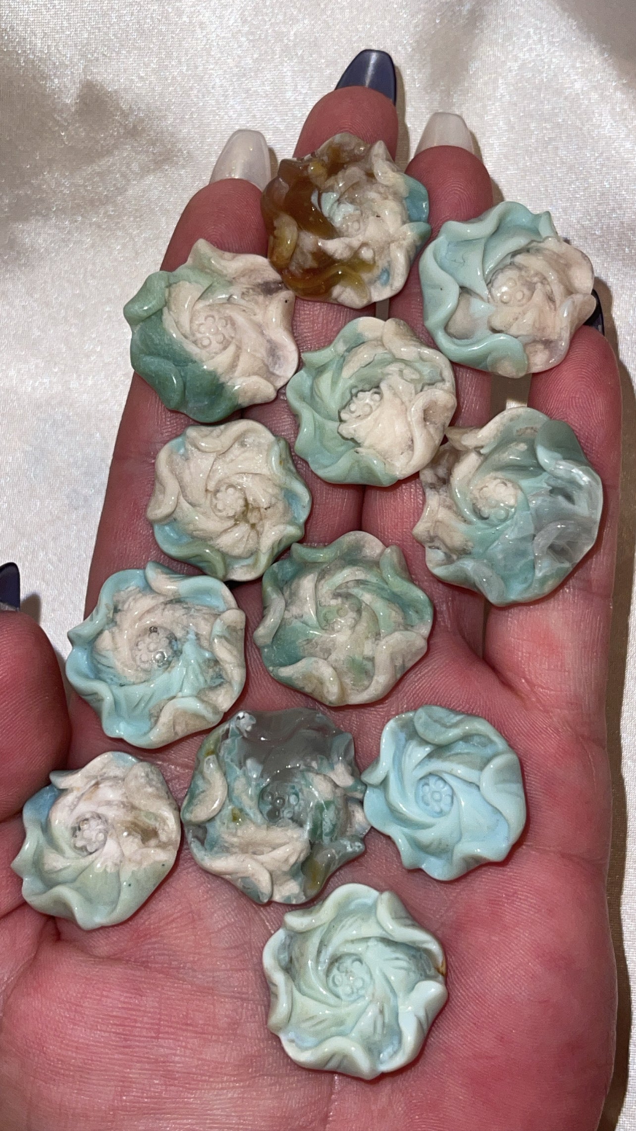 Green Flower Agate Lotus Flower