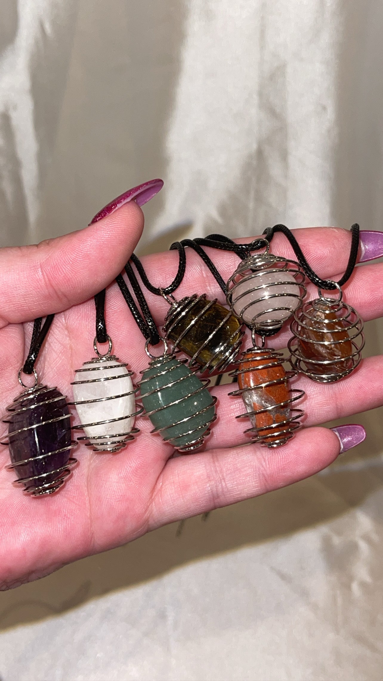 Spiral Cage Crystal Necklace