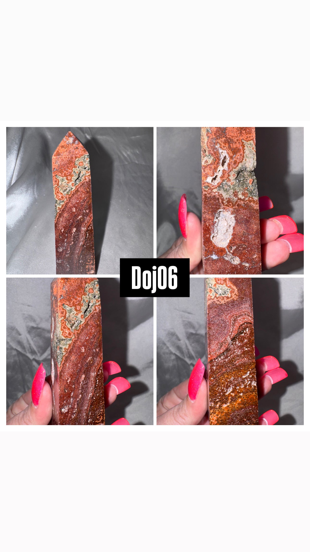 Red Druzy Ocean Jasper Obleisk