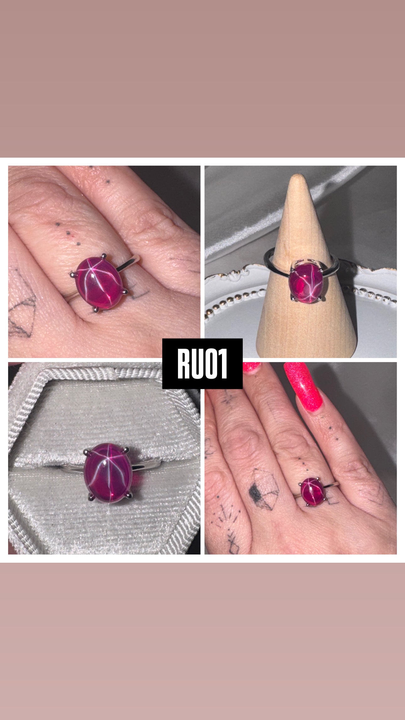 Star Ruby AAA 925 Adjustable Ring
