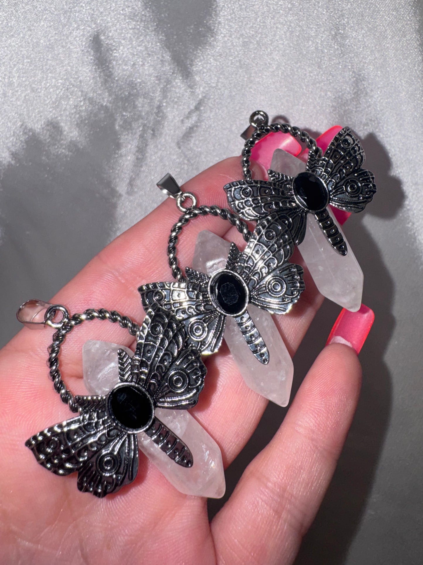 Crystal Point Moth Pendant