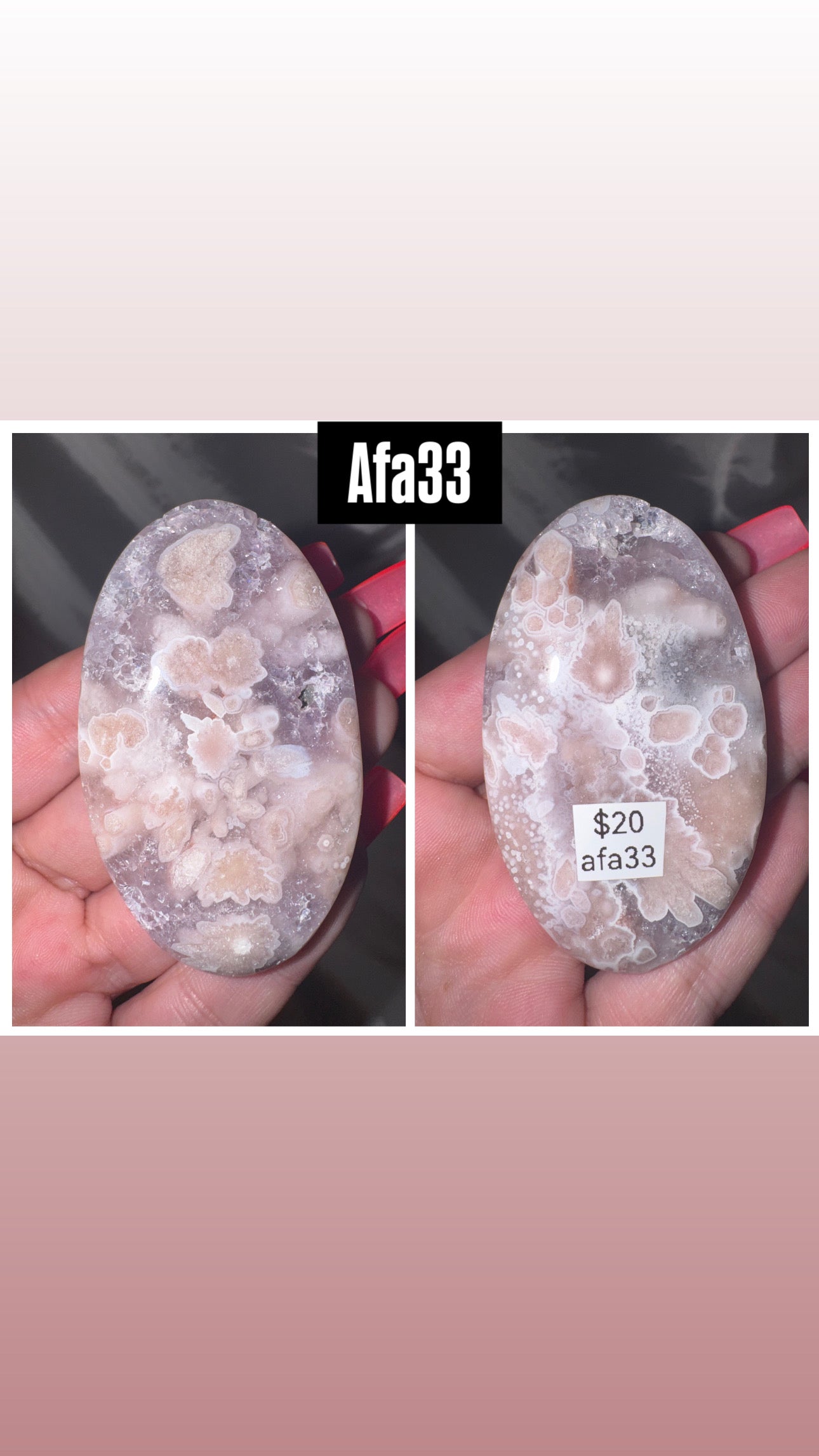 Amethyst Flower Agate AAA Heart/Palmstone