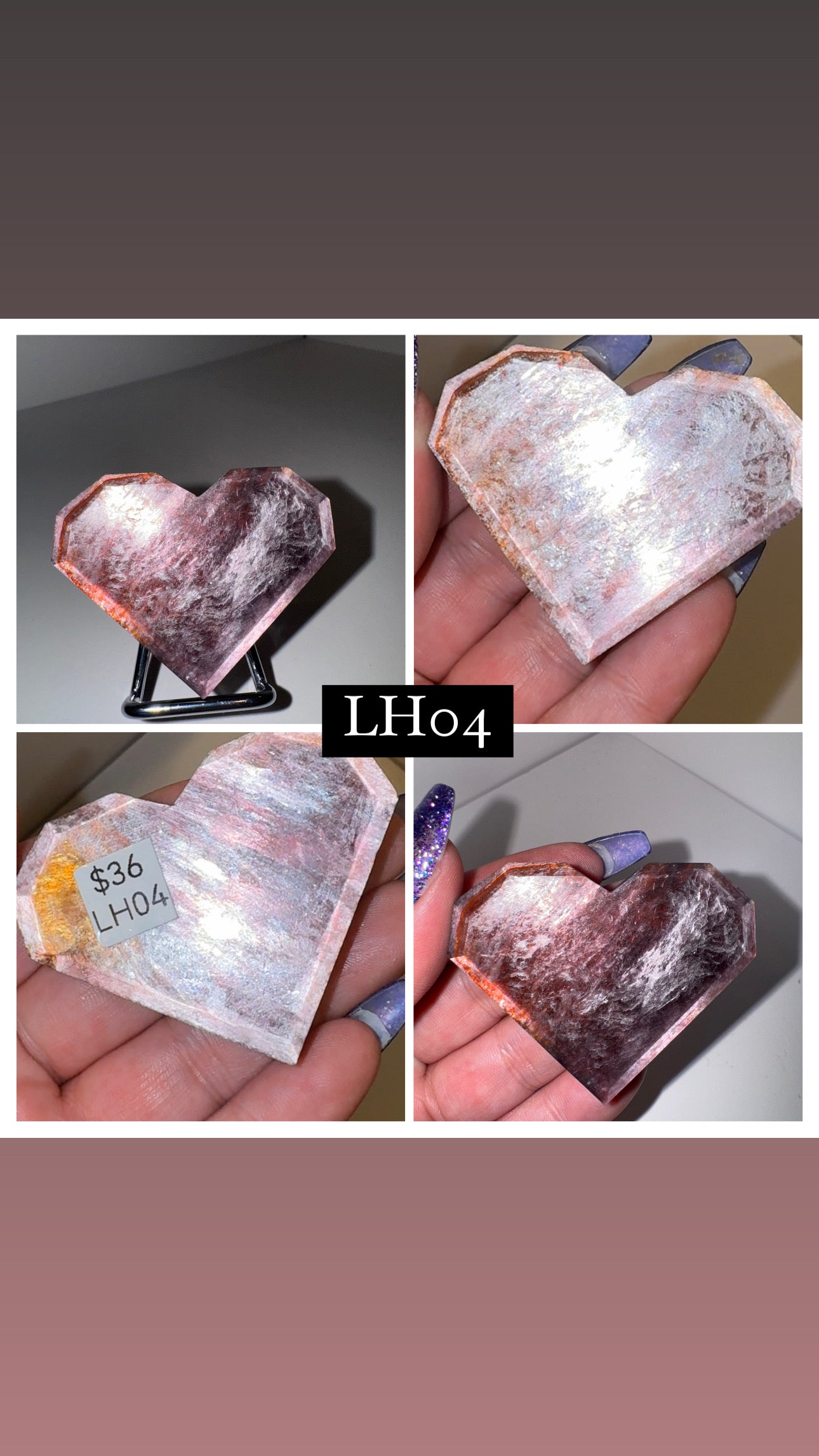 Gem Lepidolite Faceted Heart