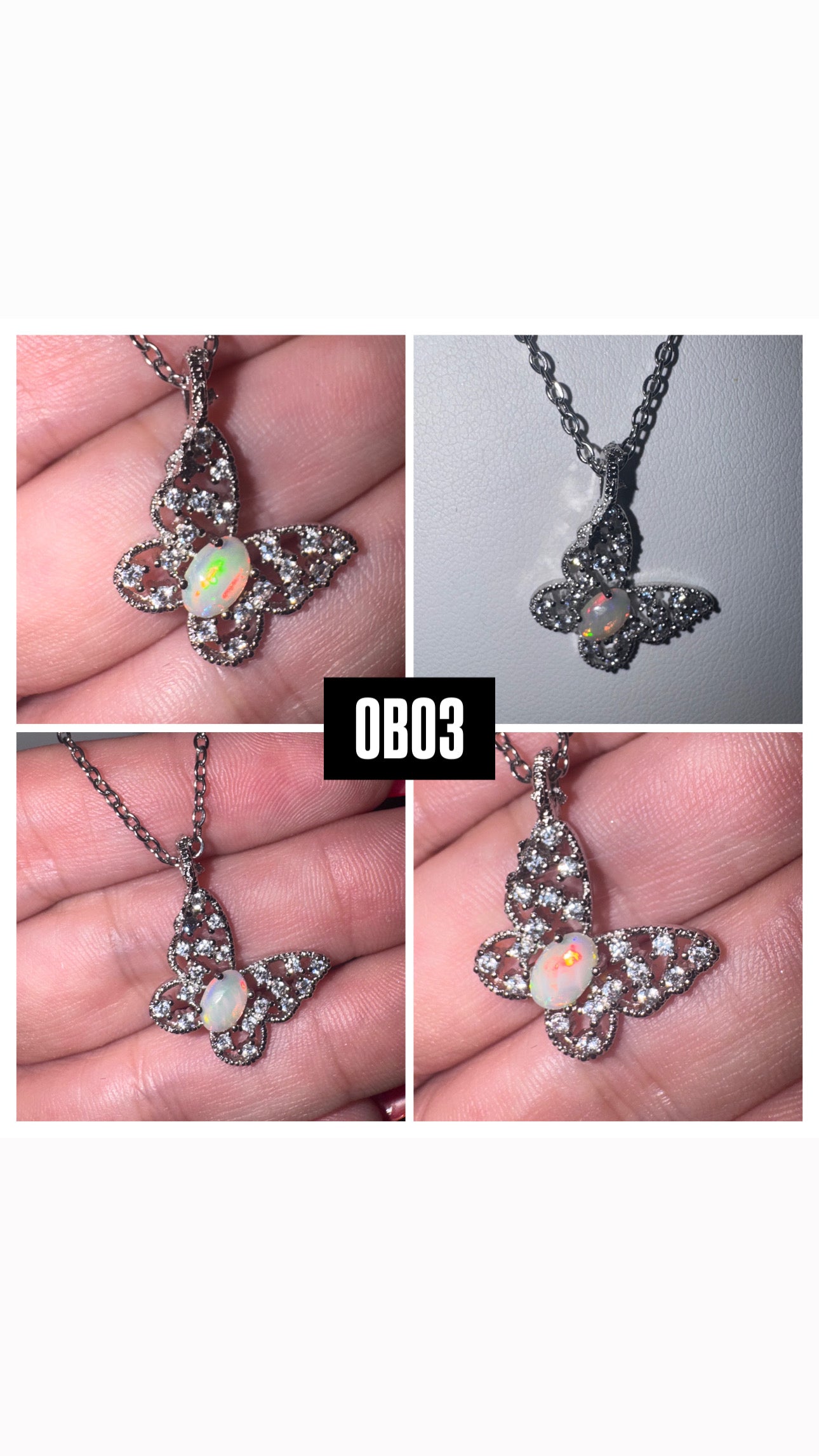 Welo Opal Butterfly with Moissanite Pendant