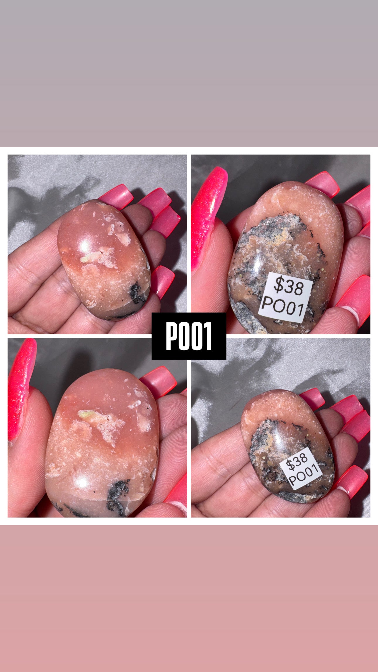 Pink Dendritic Opal AA Palmstone