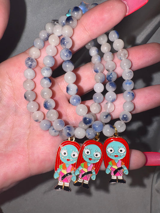 Dumortierite Quartz 6mm Bracelet with Sally Charm