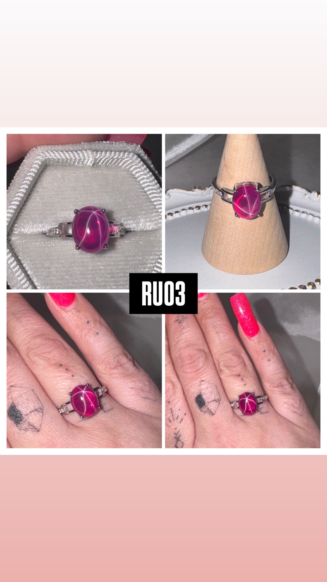 Star Ruby AAA 925 Adjustable Ring