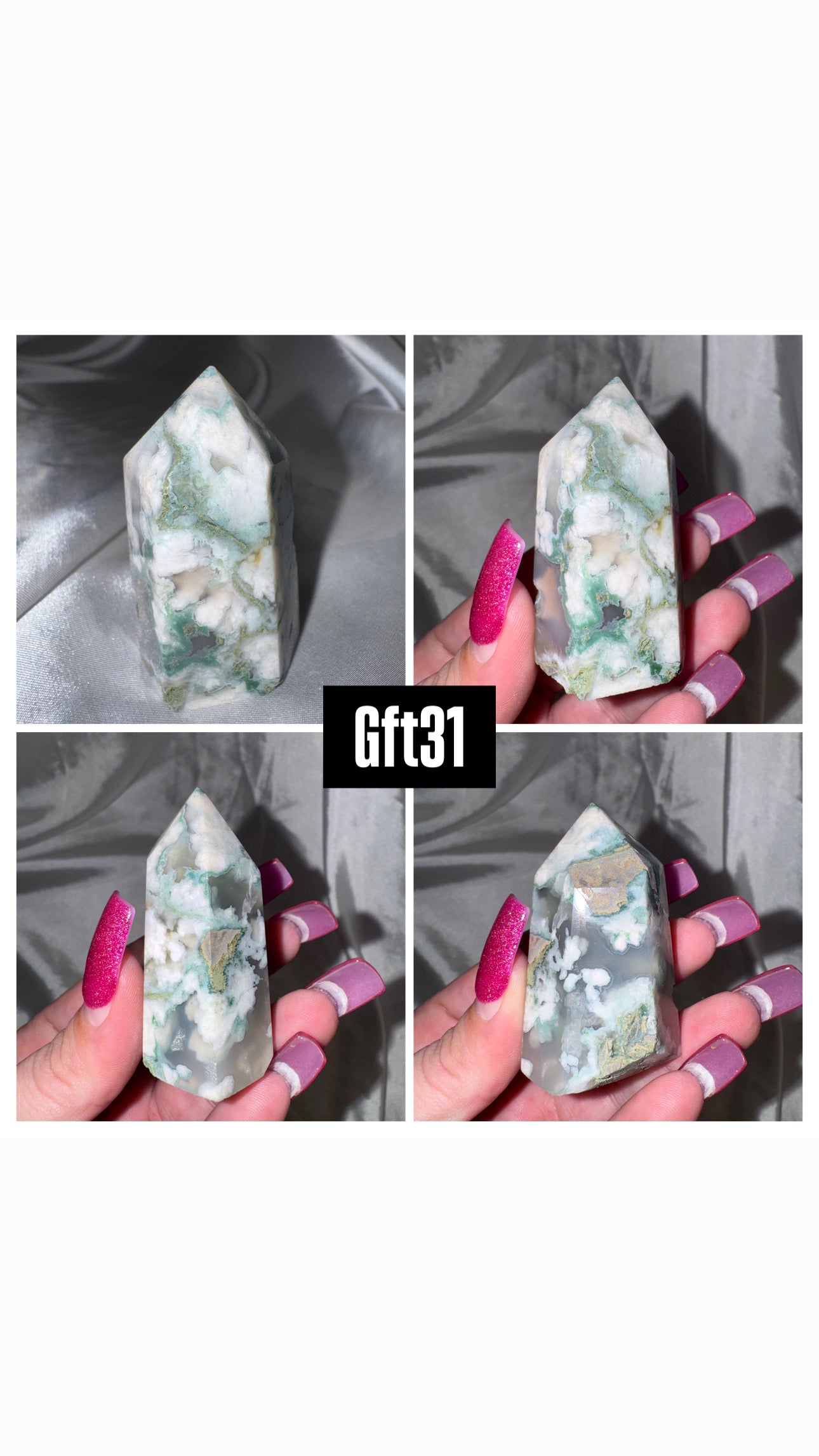 Green Flower Agate Tower