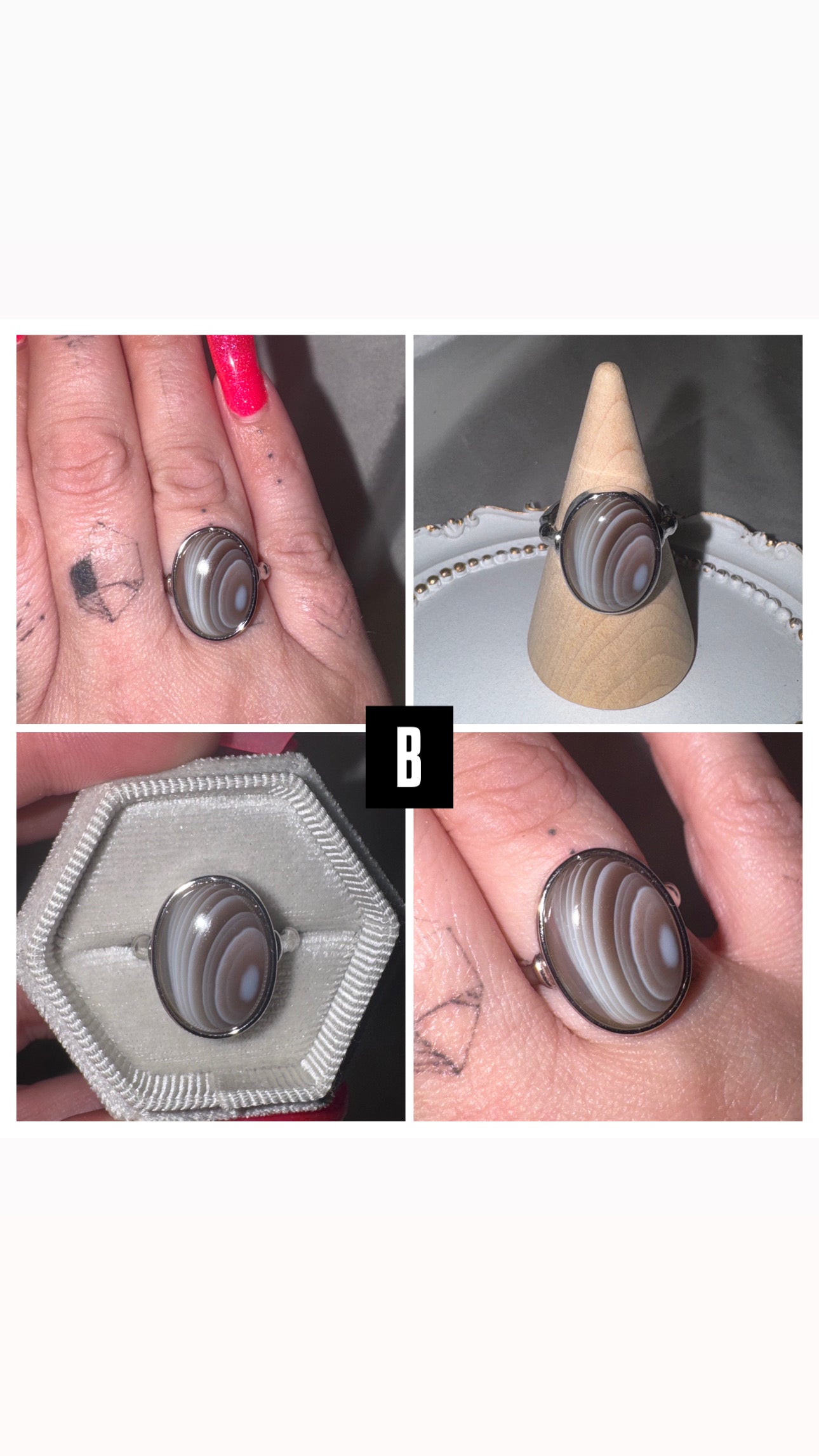 Botswana Agate AAA Adjustable Ring
