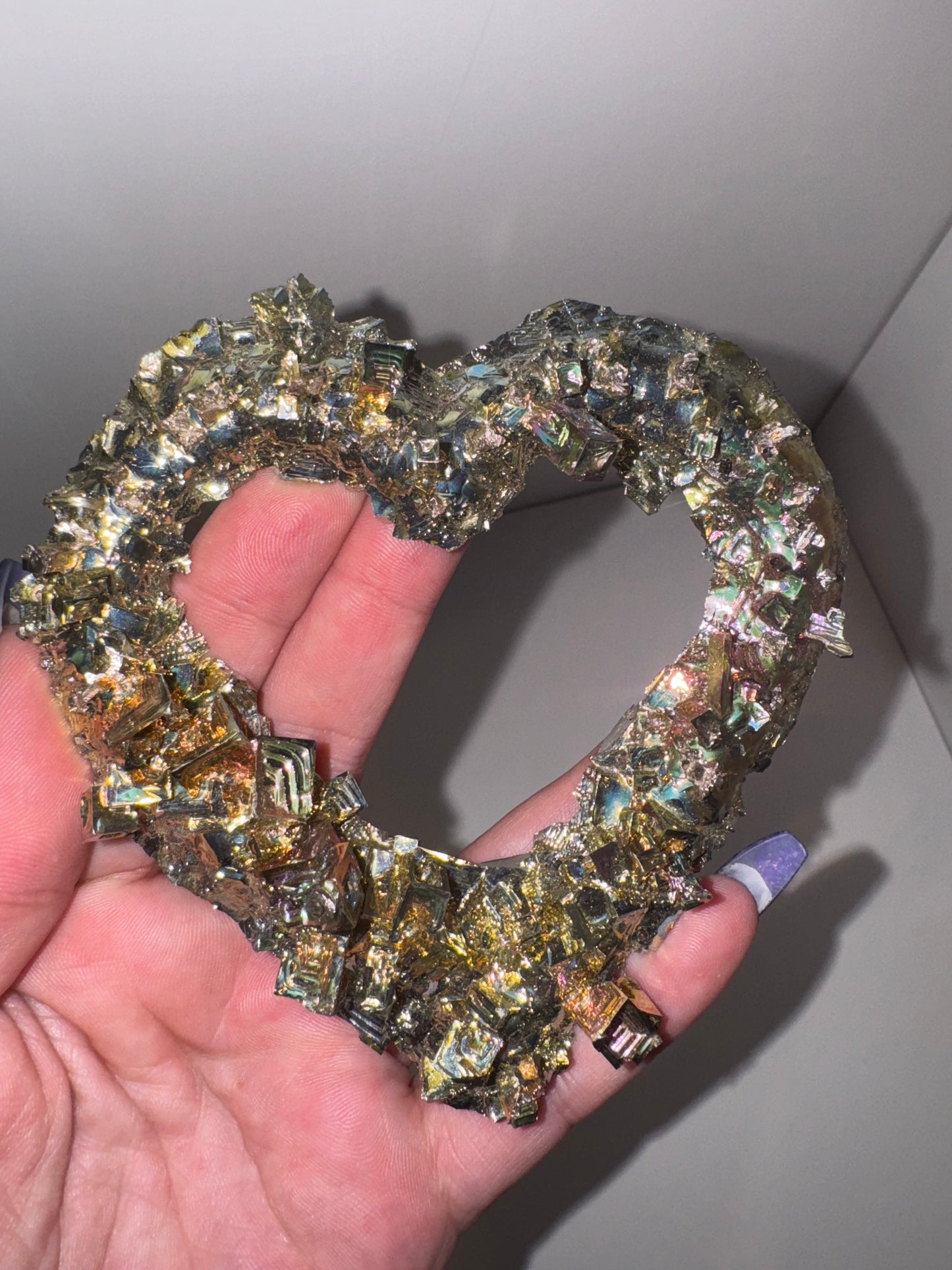 Bismuth Large Heart on Stand