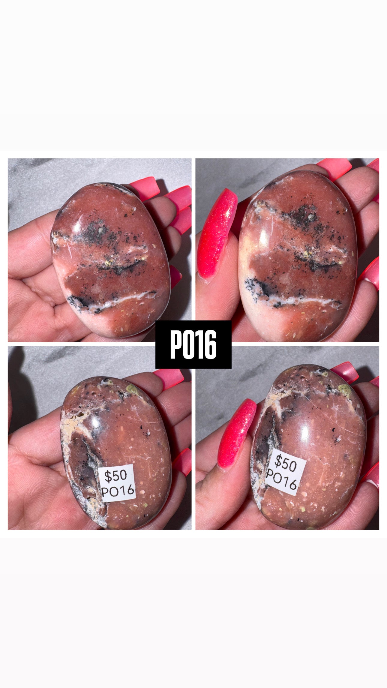 Pink Dendritic Opal AA Palmstone