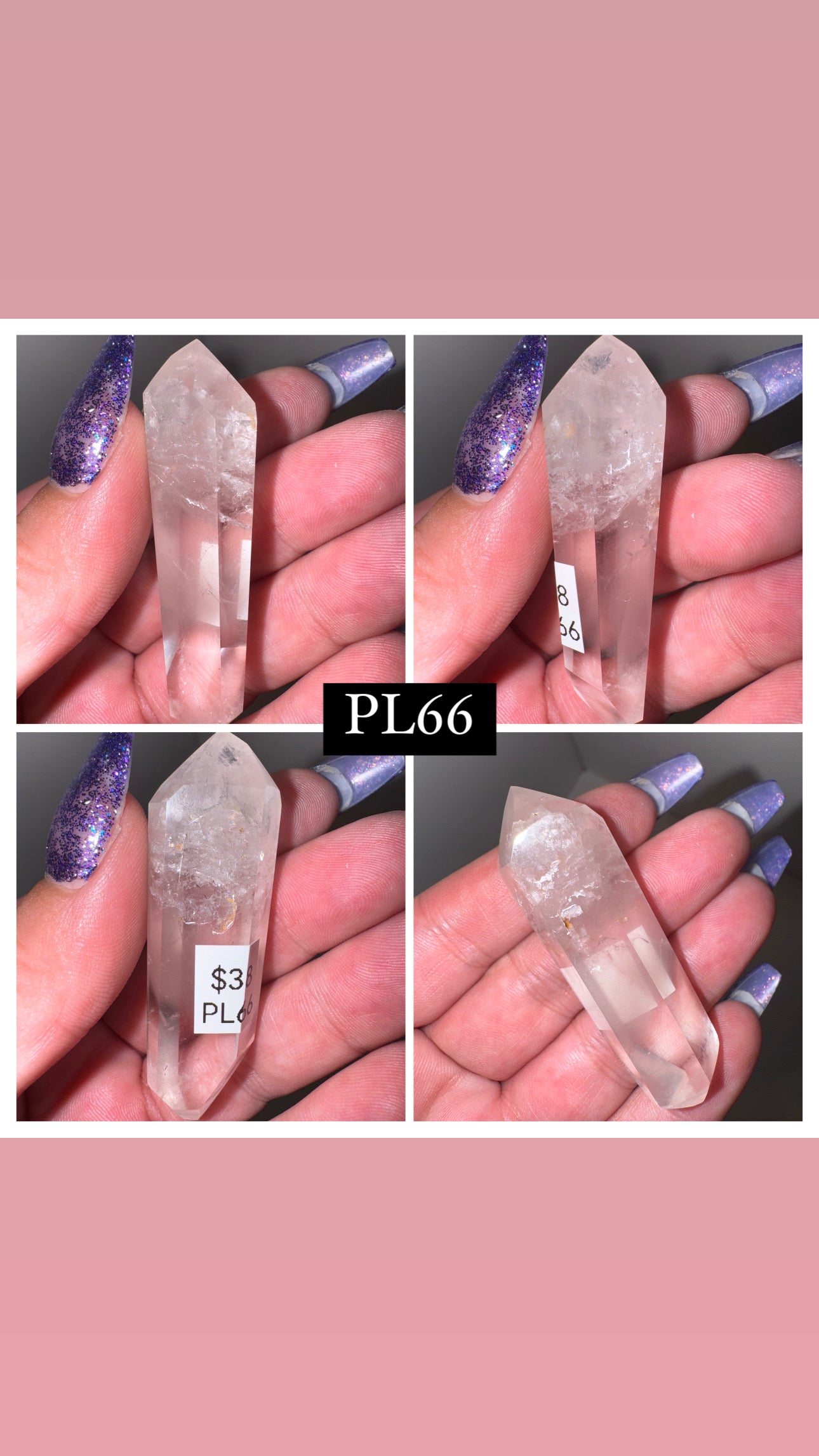 Pink Lithium AAA Double Terminated Point