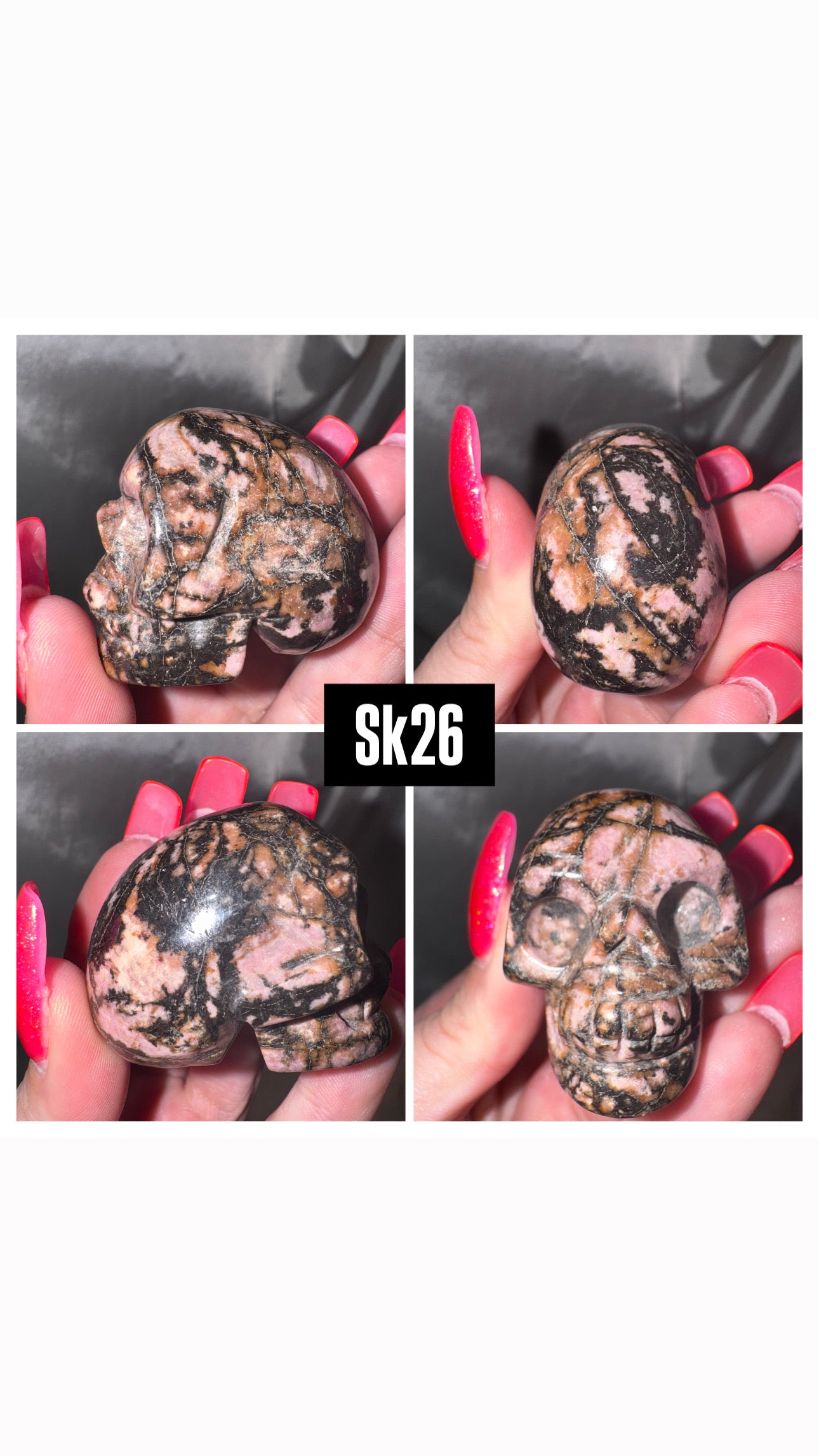 Rhodonite Skull
