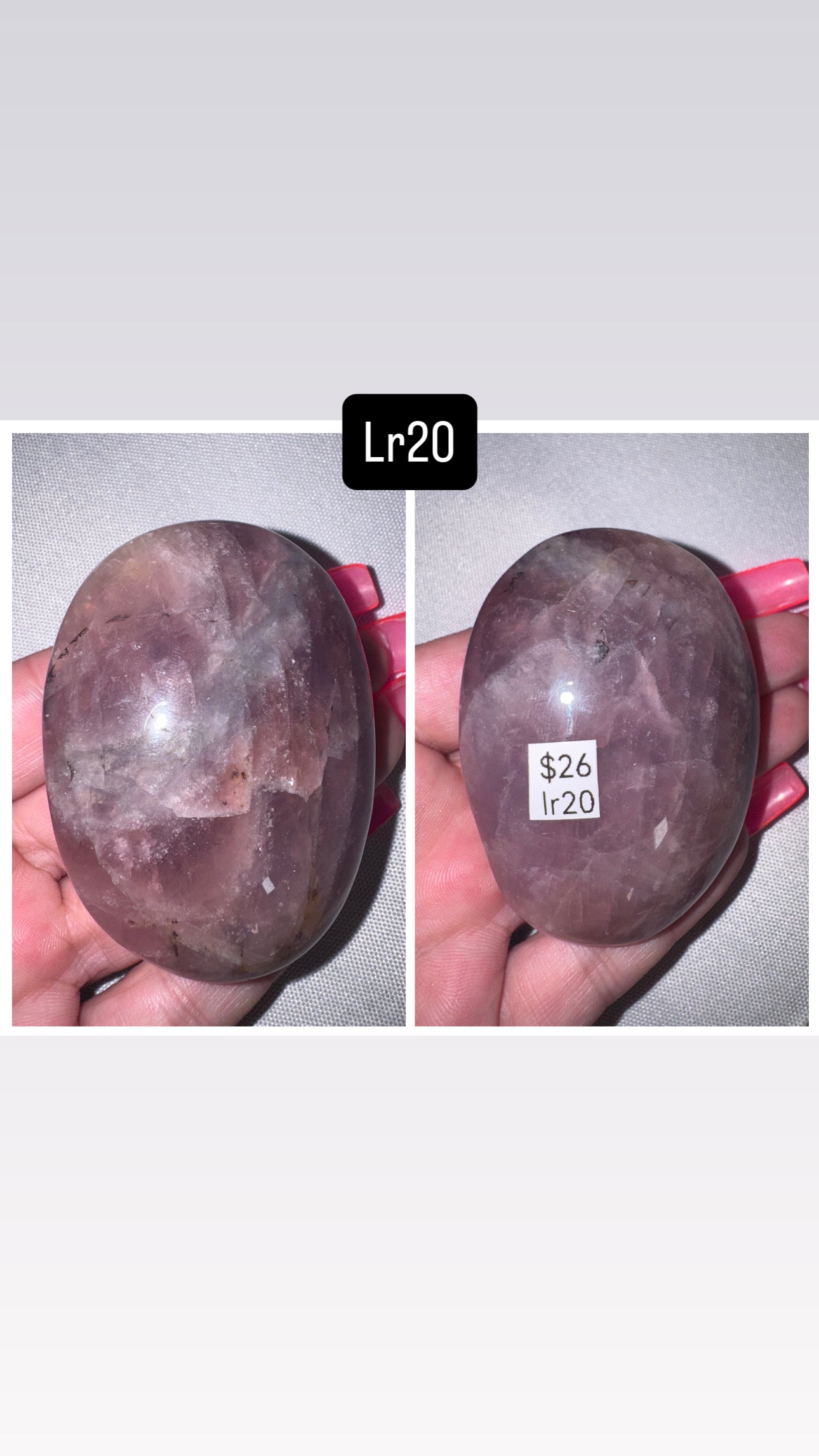 Lavender Rose Quartz Palmstone