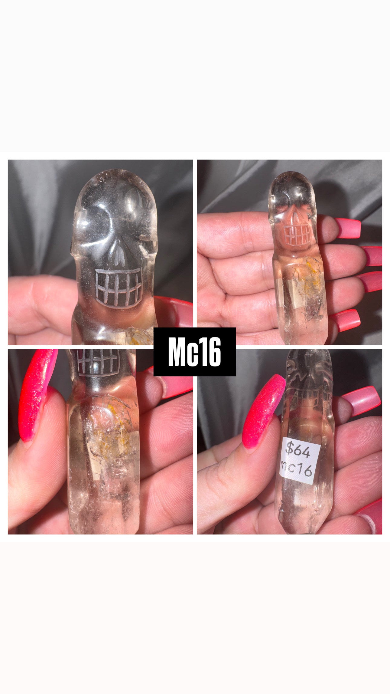 Lemurian AAA Master Carved Skull Wand