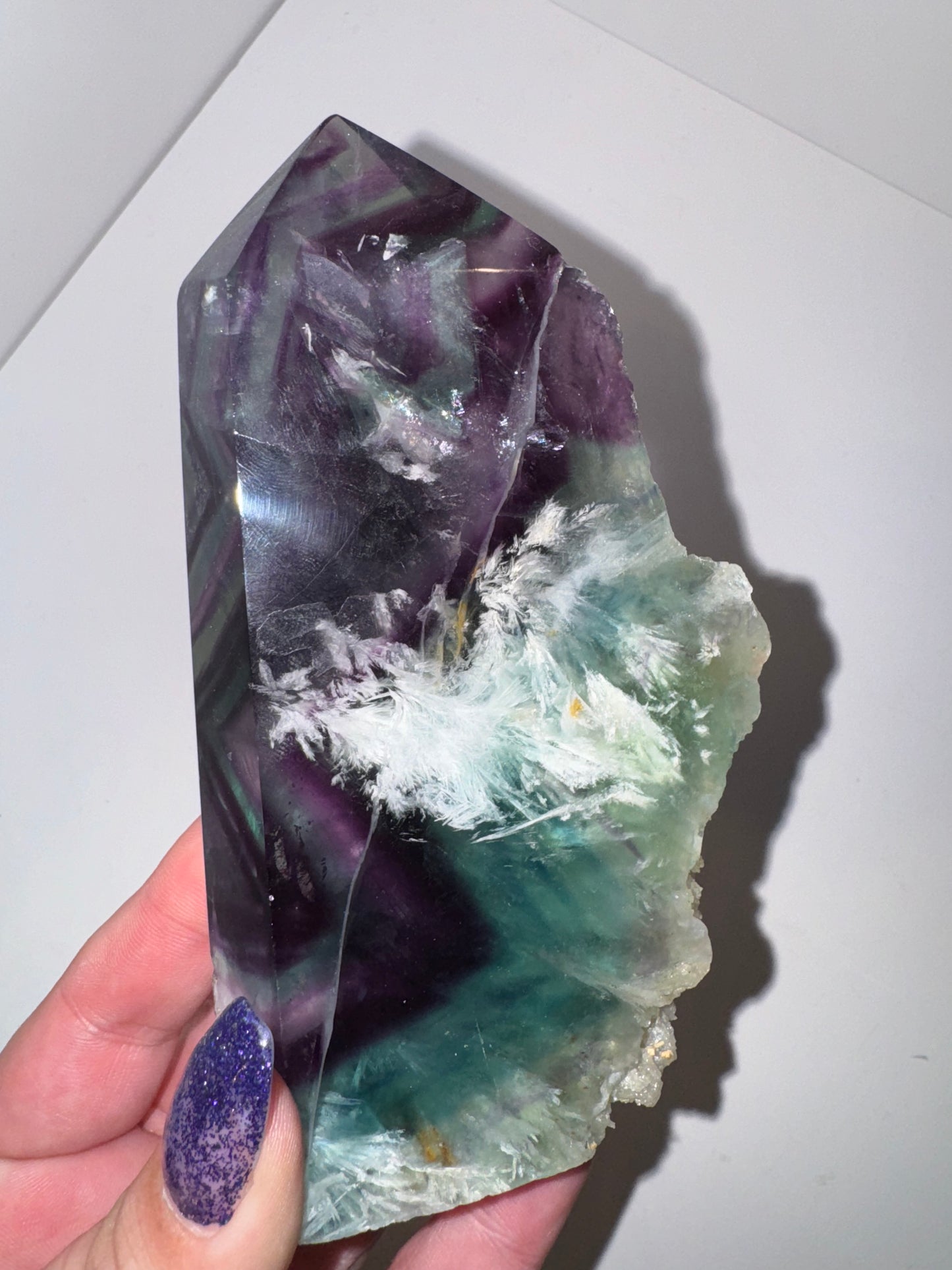 Druzy Snow Fluorite Tower