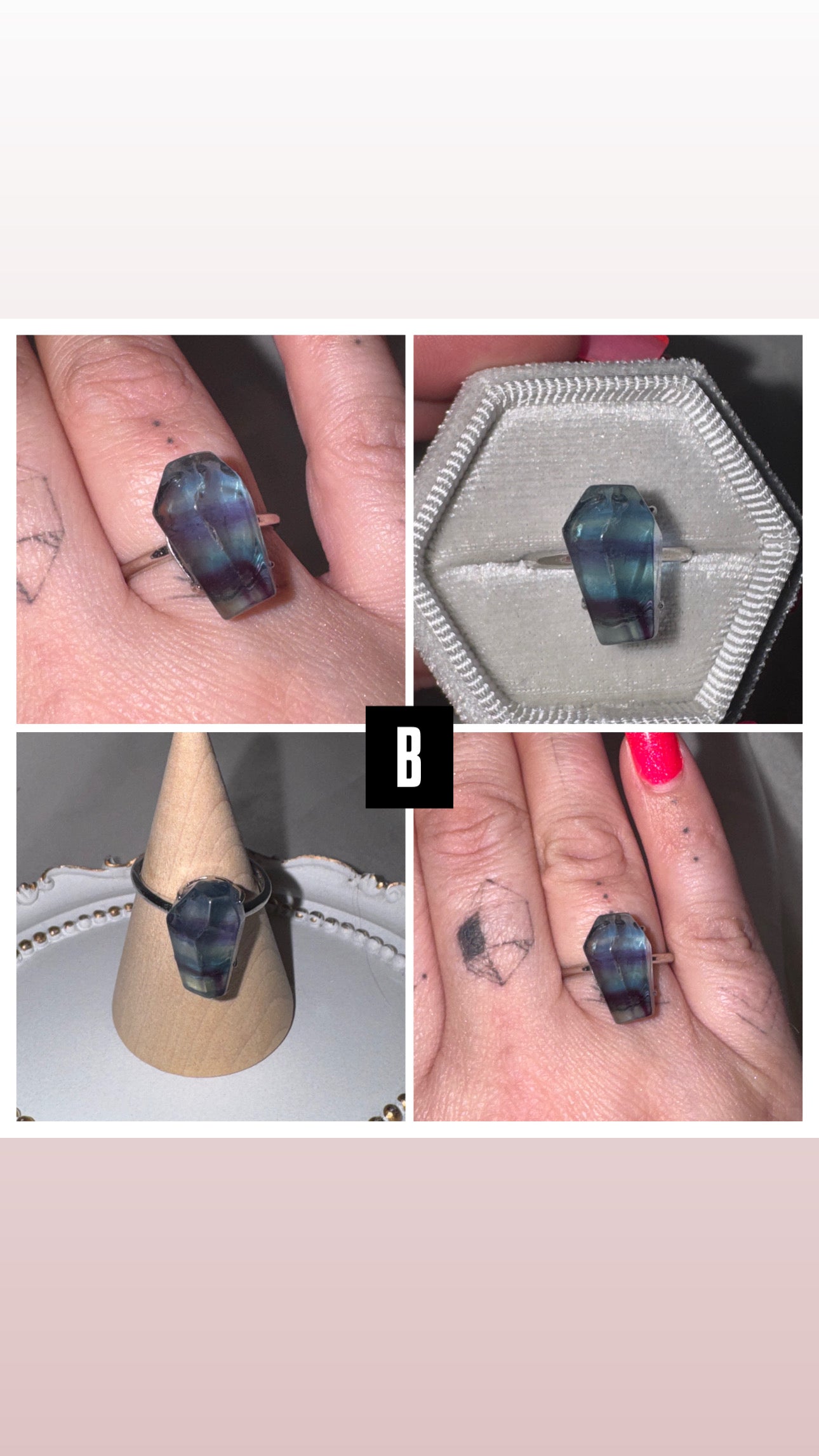 Fluorite AAA Freeform 925 Adjustable Ring