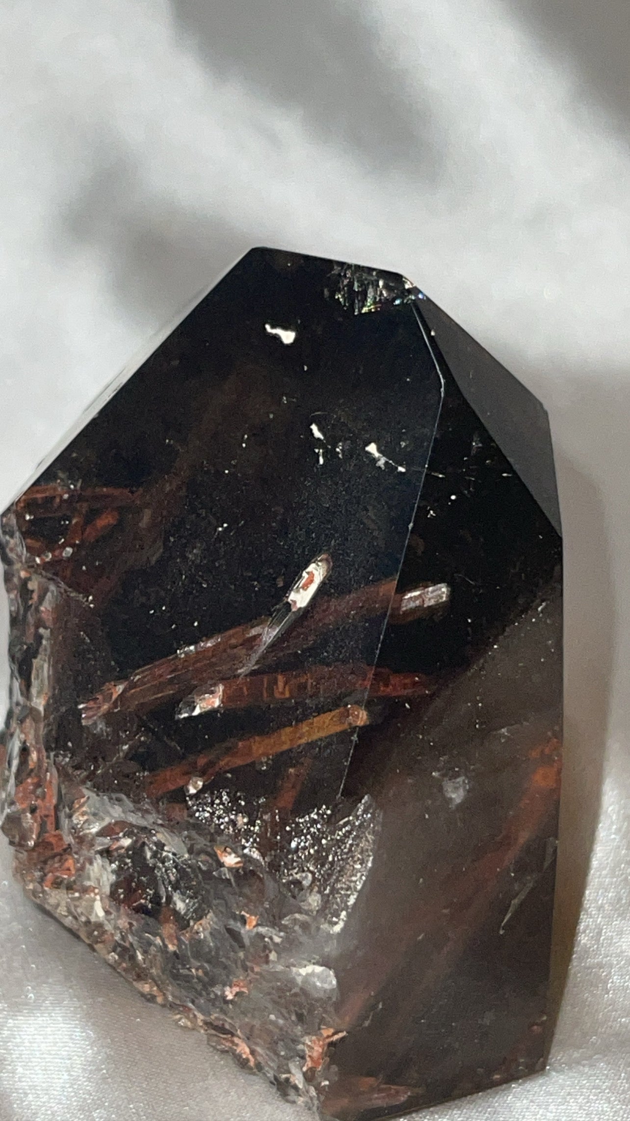 Rare Red Epidote Smoky Quartz AAA Large Polished Point