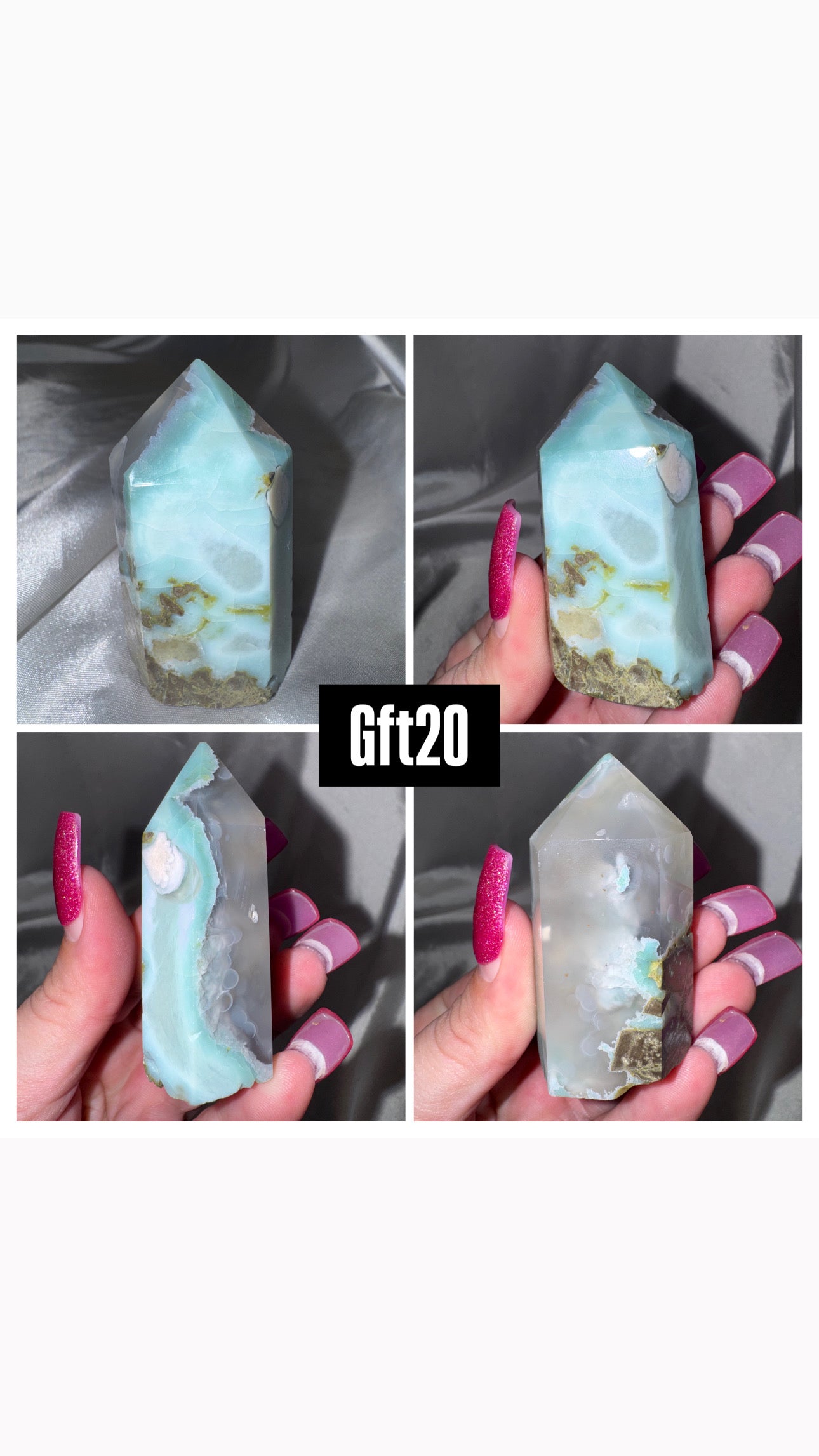 Green Flower Agate Tower