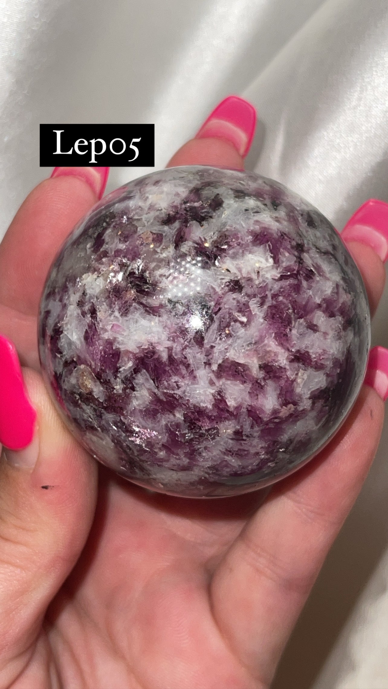 Mica Lepidolite Sphere with Pink Metal Stand