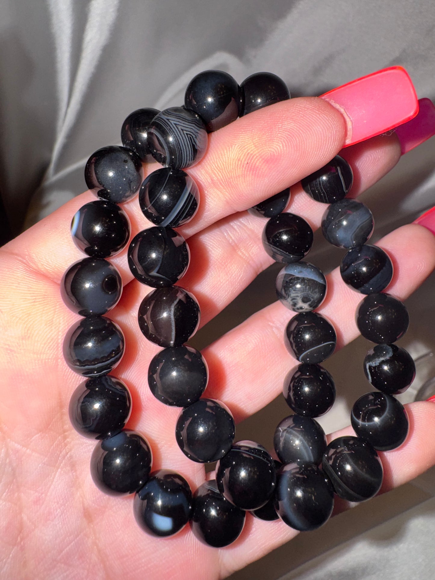 Black Banded Agate AAA 8mm/10mm Bracelet