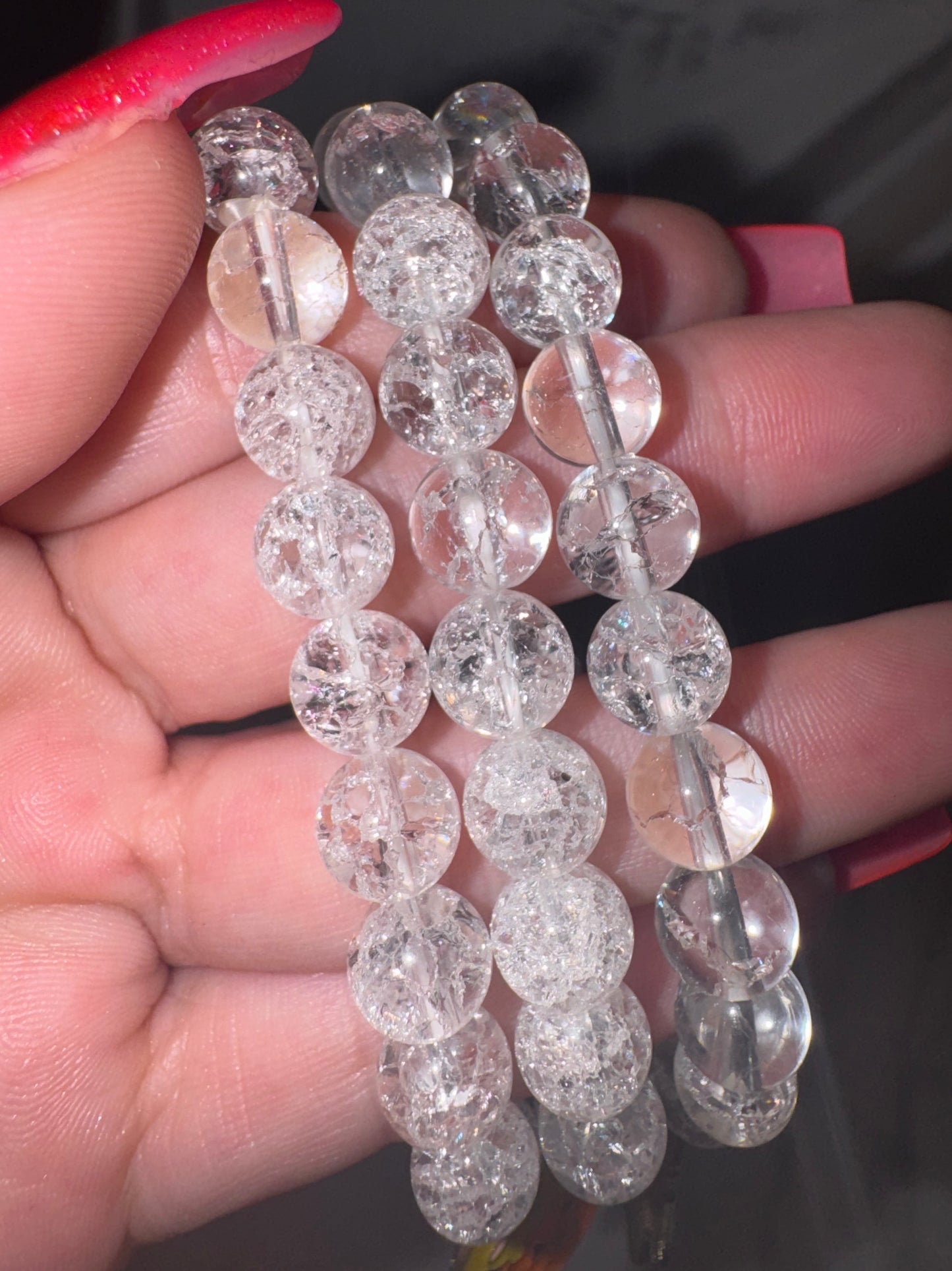 Fire & Ice Quartz 8mm Bracelet with Pompompurin Pumpkin Charm