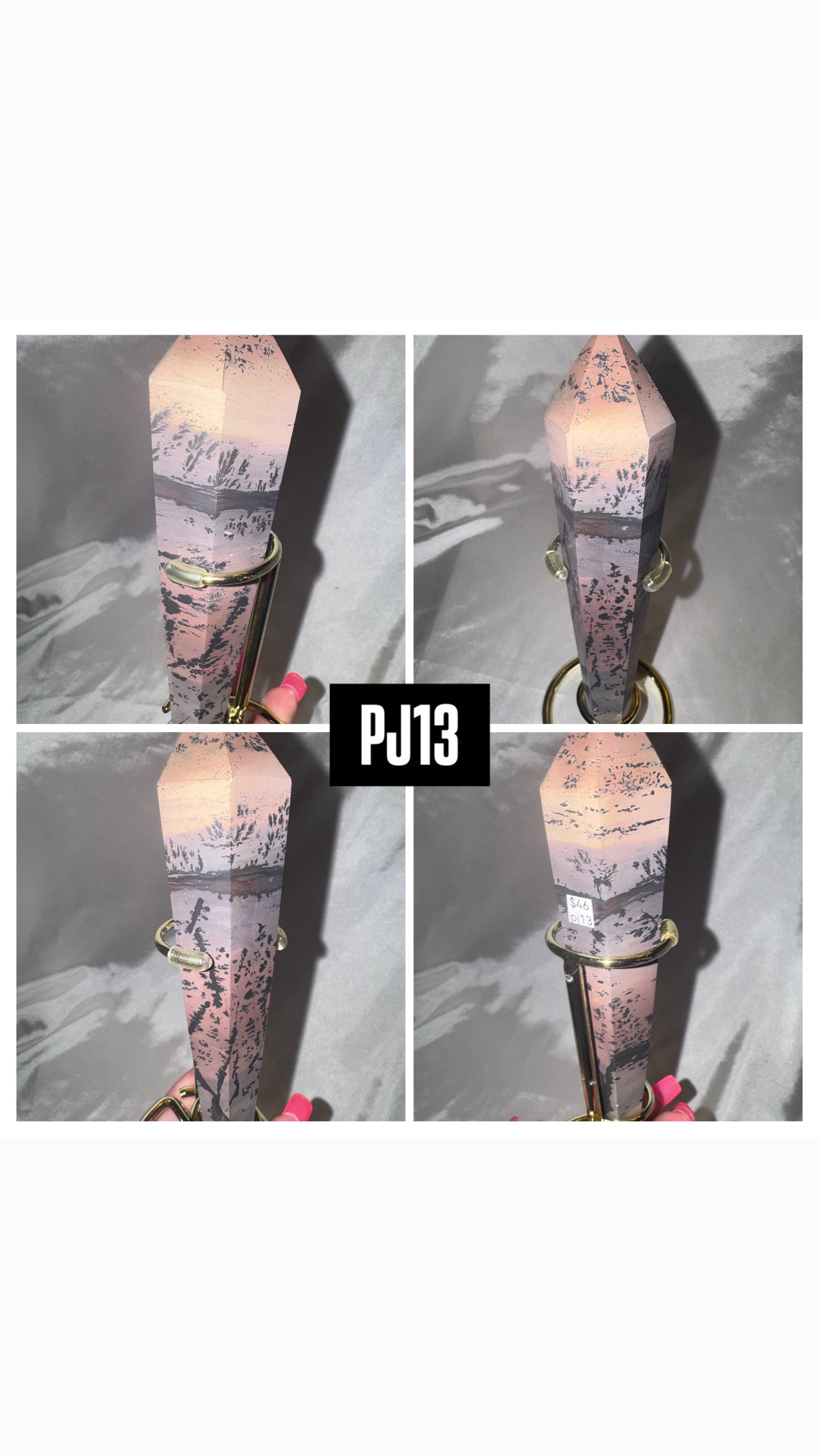 Sunburnt Picture Jasper Large Point on Stand