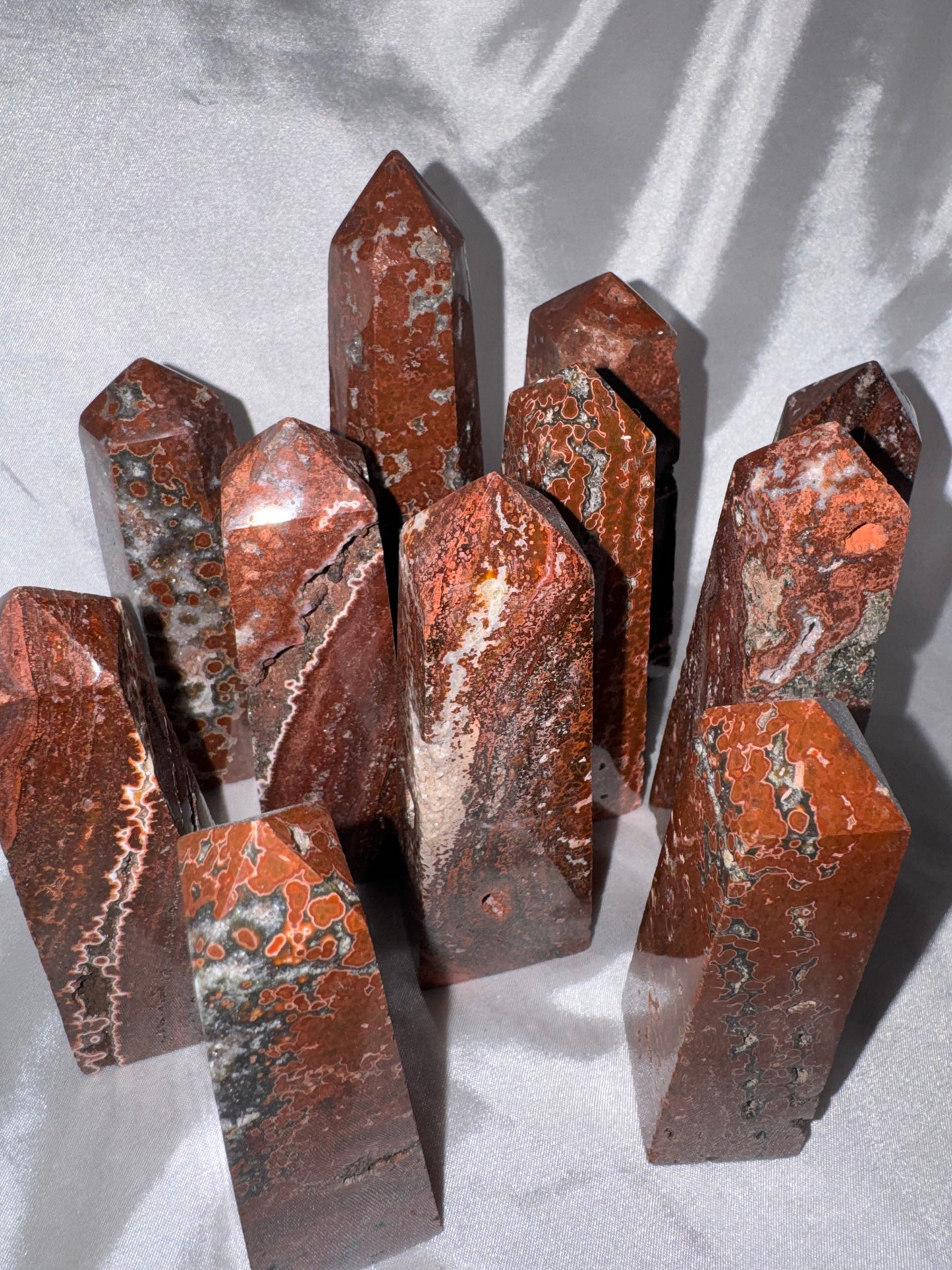 Red Druzy Ocean Jasper Obleisk