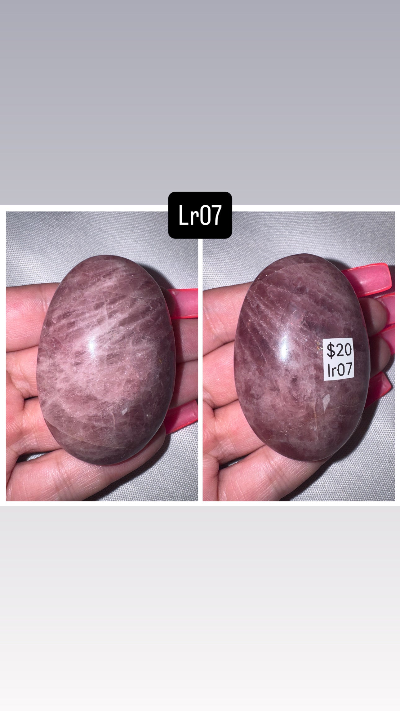 Lavender Rose Quartz Palmstone