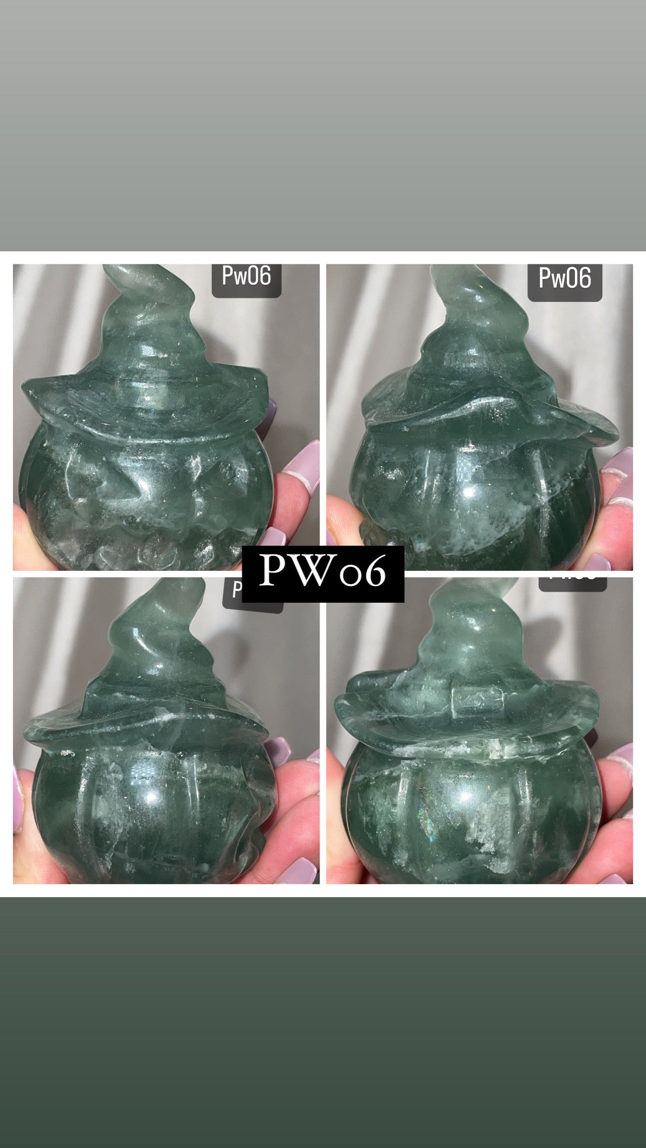 Green Fluorite Pumpkin Witch