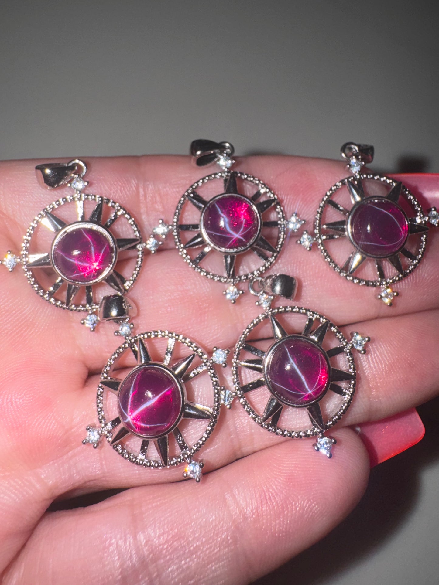 Star Ruby AAA 925 Sterling Silver Spinning Pendant