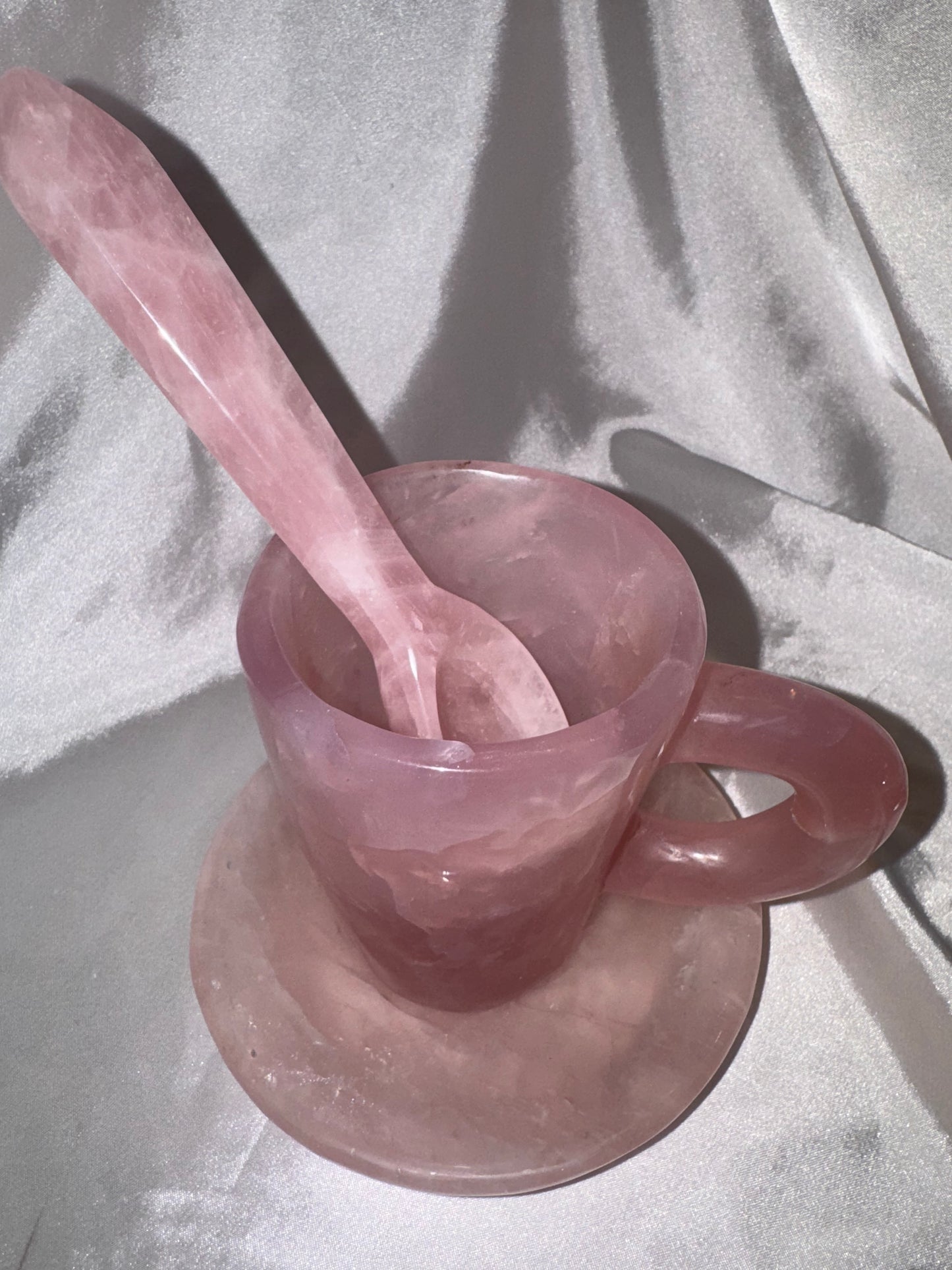 Rose Quartz AAA XL Mug, Spoon, Plate Set