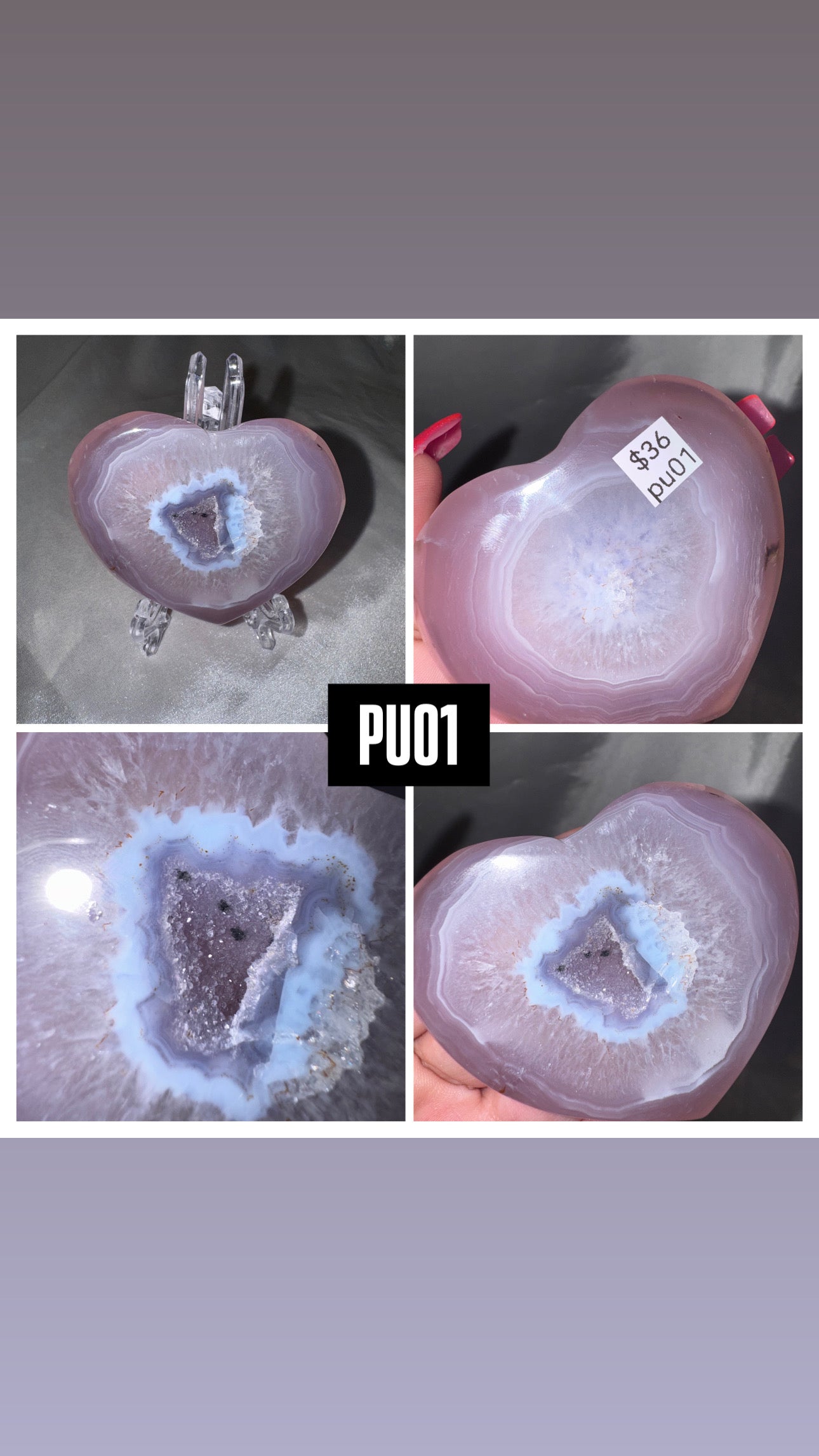 Jelly Agate Large Heart (with stand)