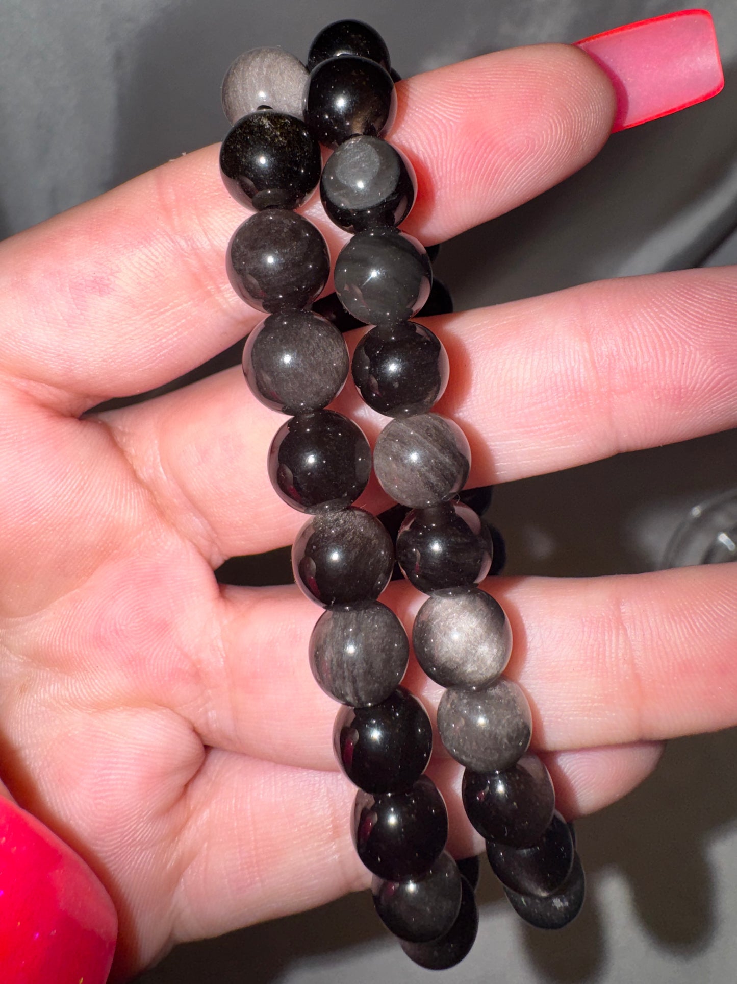 Silver Sheen Obsidian 8mm Bracelet