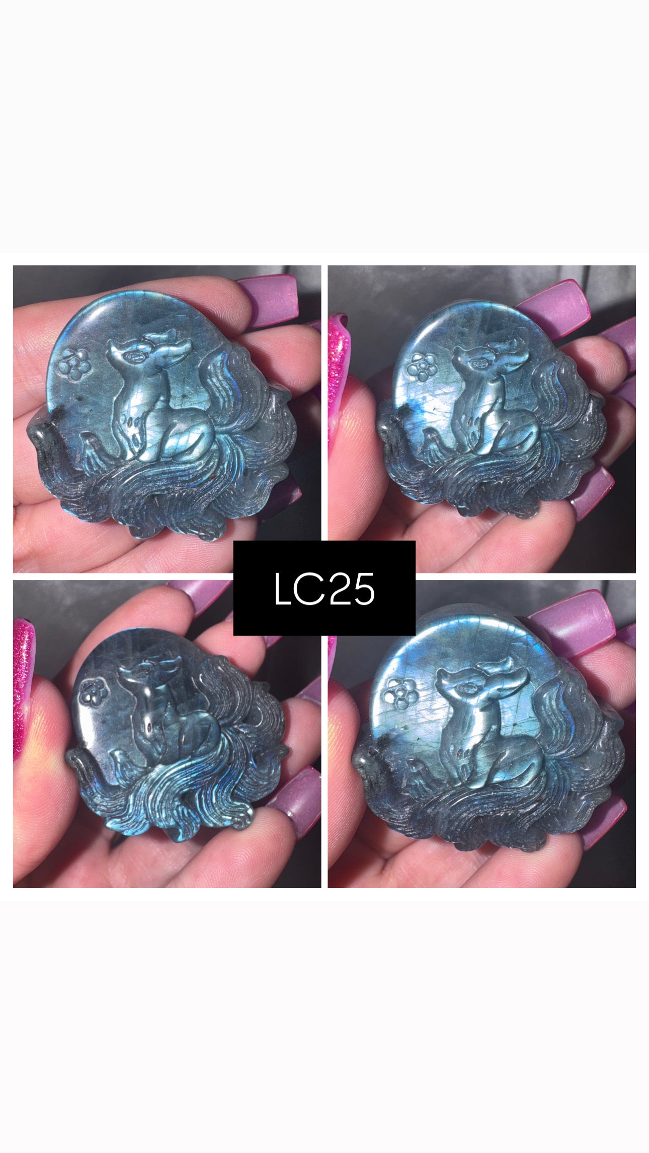 Labradorite Ninetail Fox Carving
