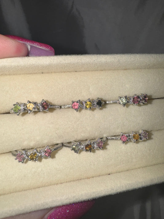 Multi Colored Tourmaline Adjustable Ring