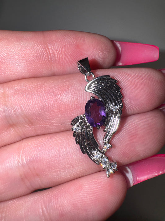 Amethyst Faceted Angel Wing Pendant