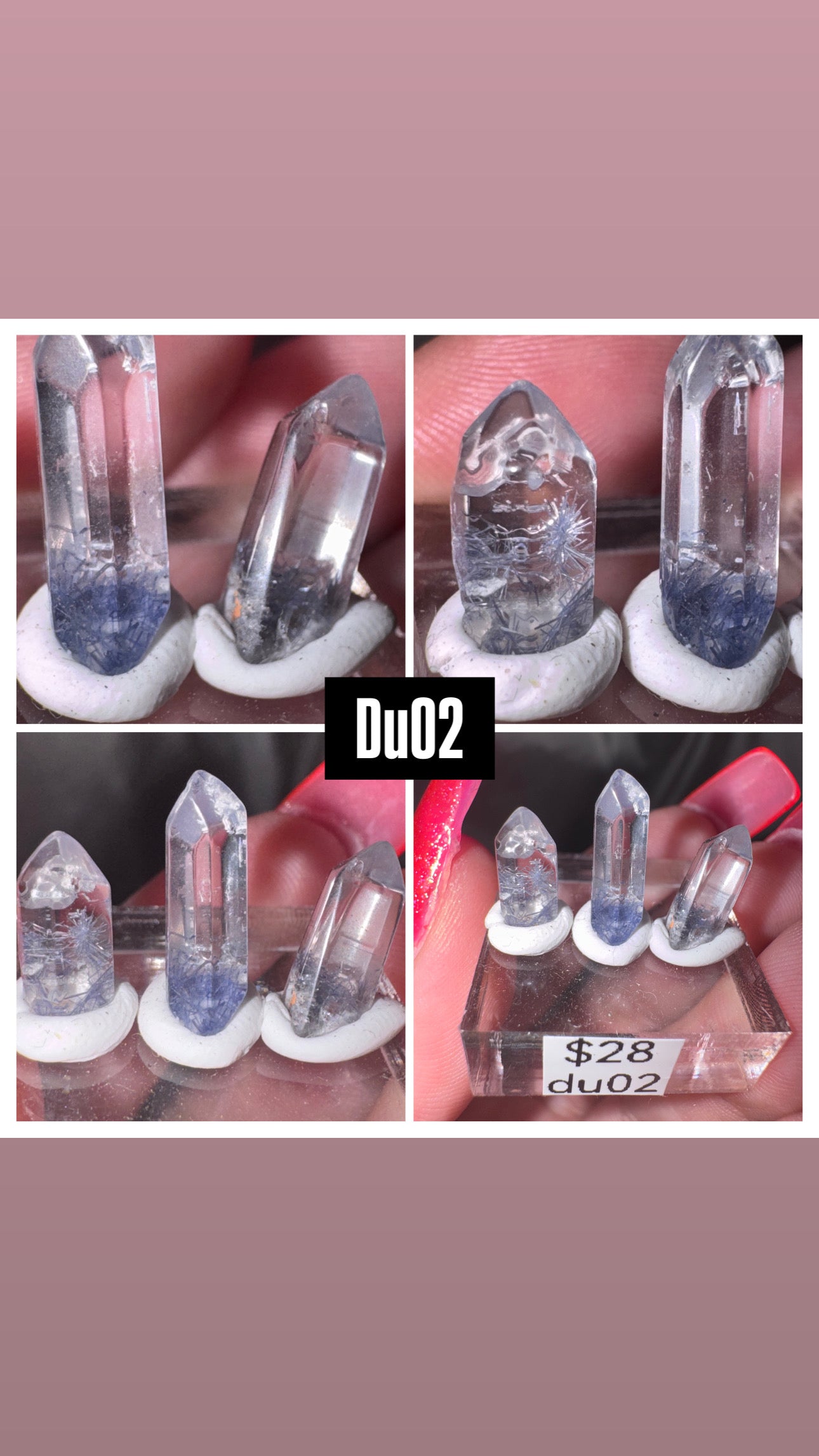 Dumortierite Quartz Rare Point Set