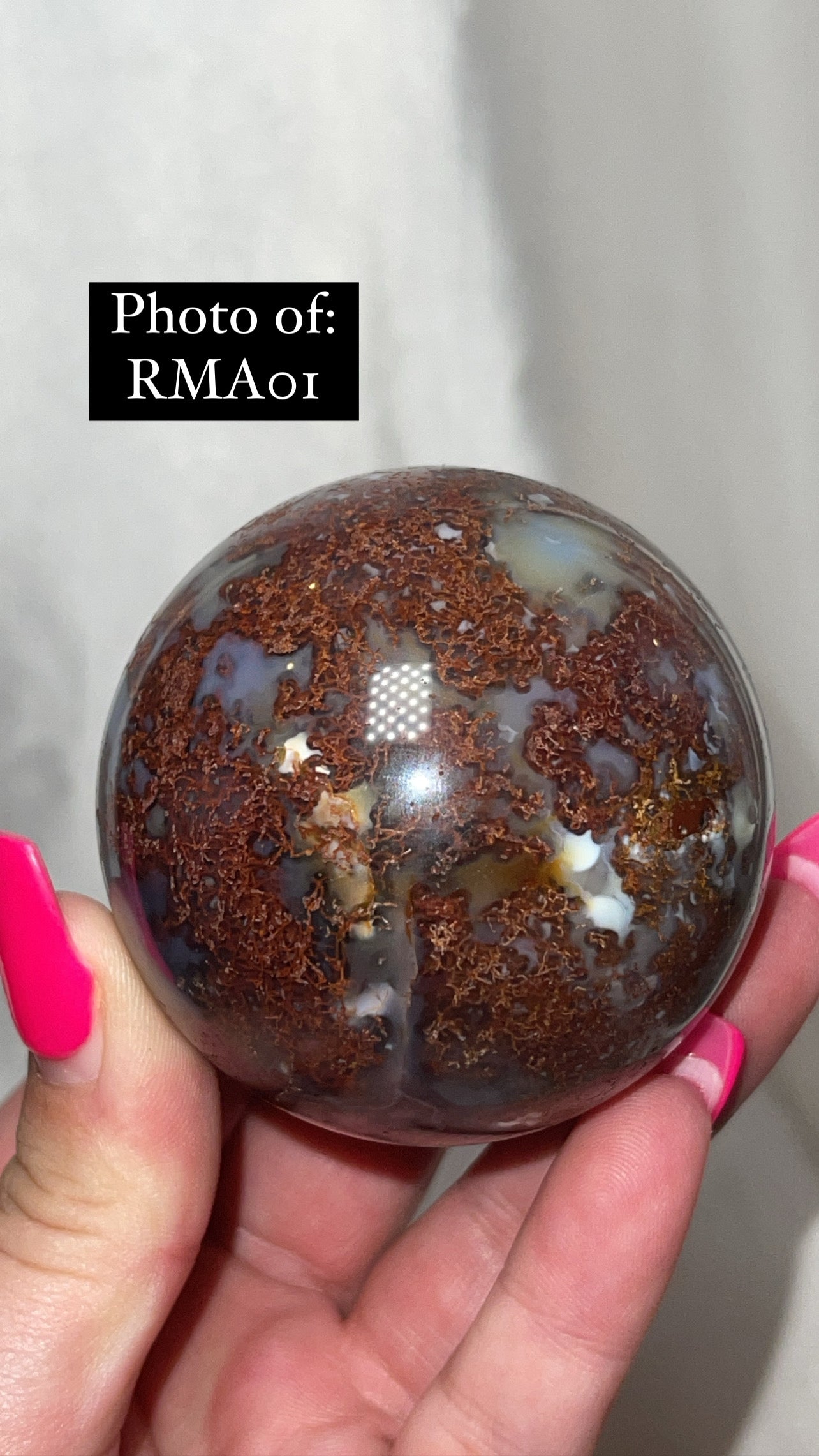 Rare Red Moss Agate Orca Agate Large Sphere