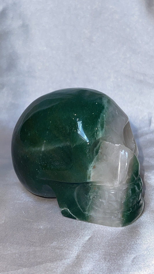 Green Adventurine & Quartz Master Carved Skull