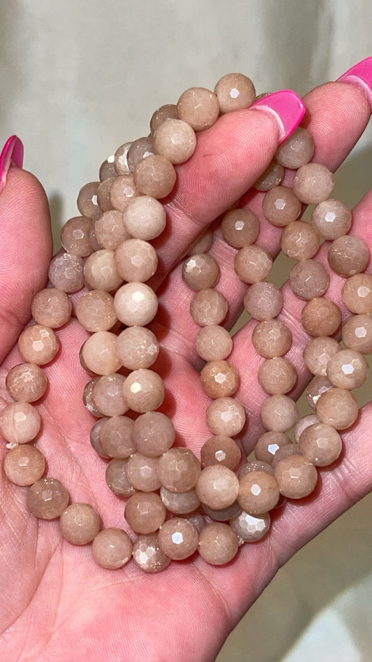 Peach Moonstone Faceted 8mm Bracelet