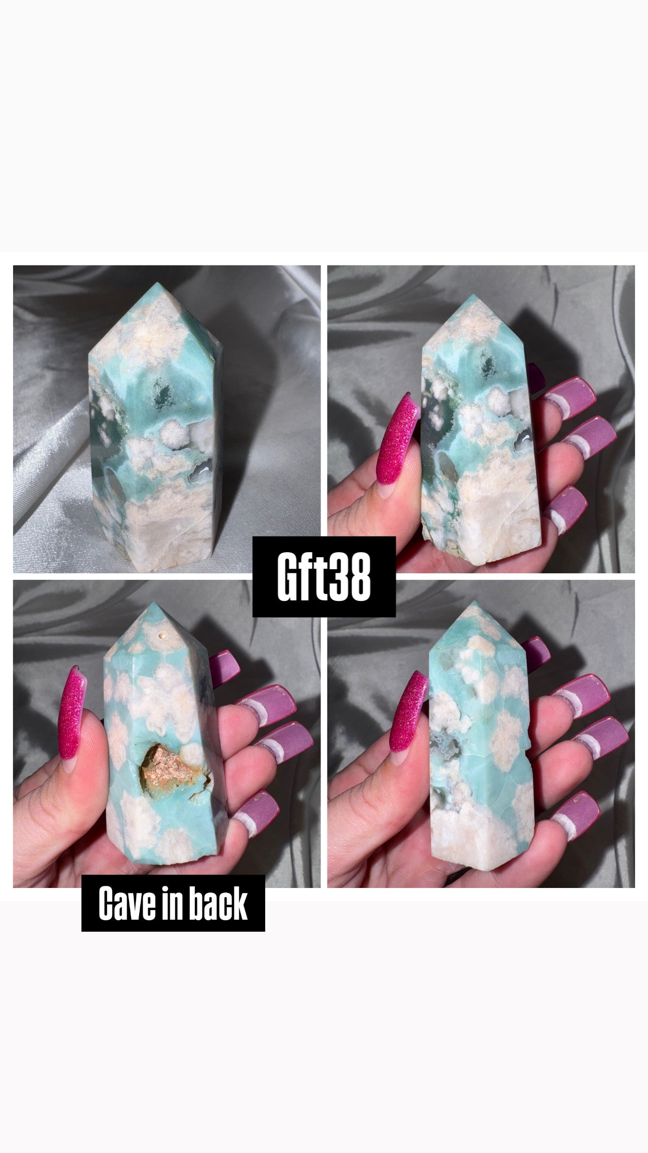 Green Flower Agate Tower