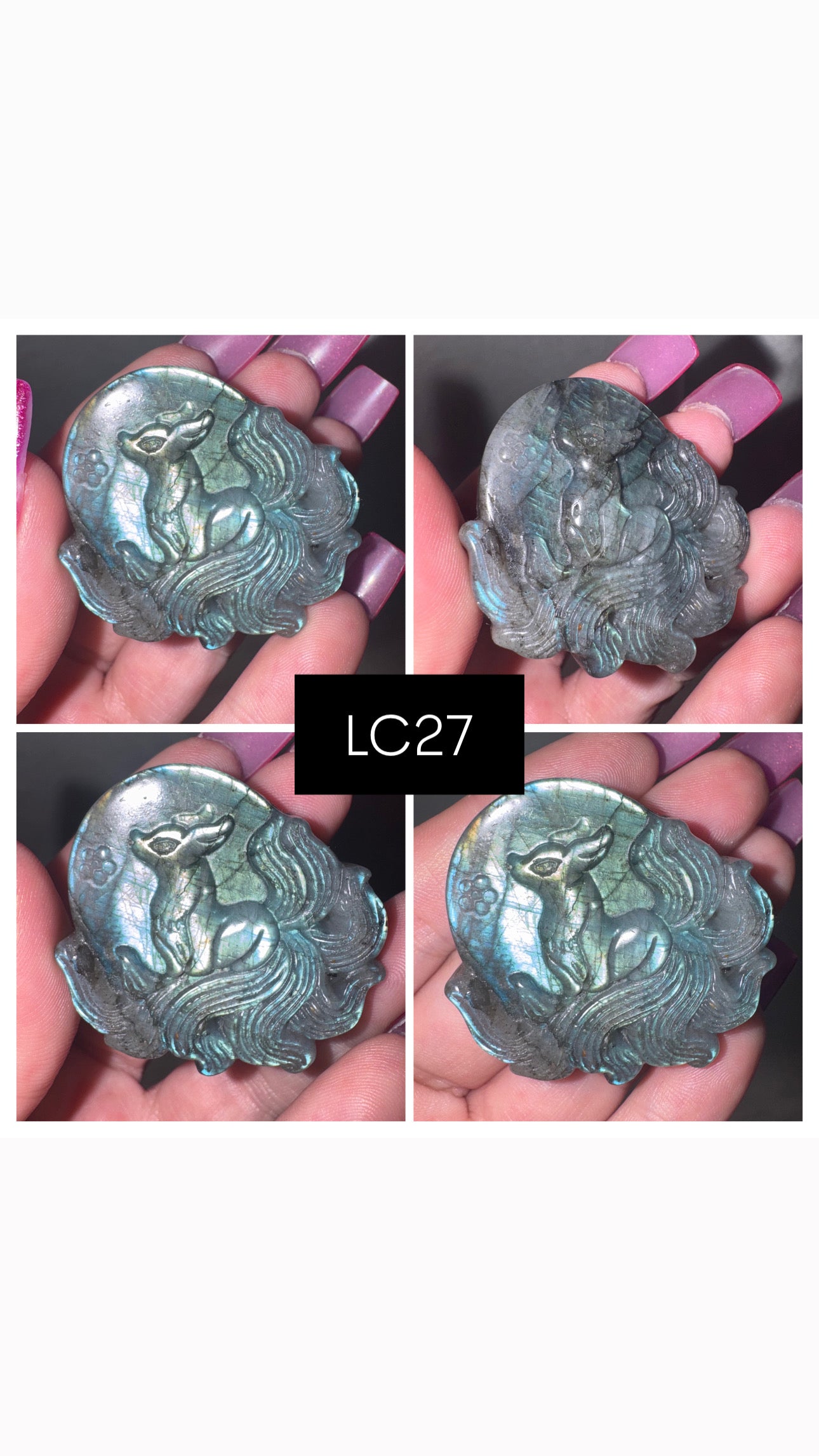 Labradorite Ninetail Fox Carving